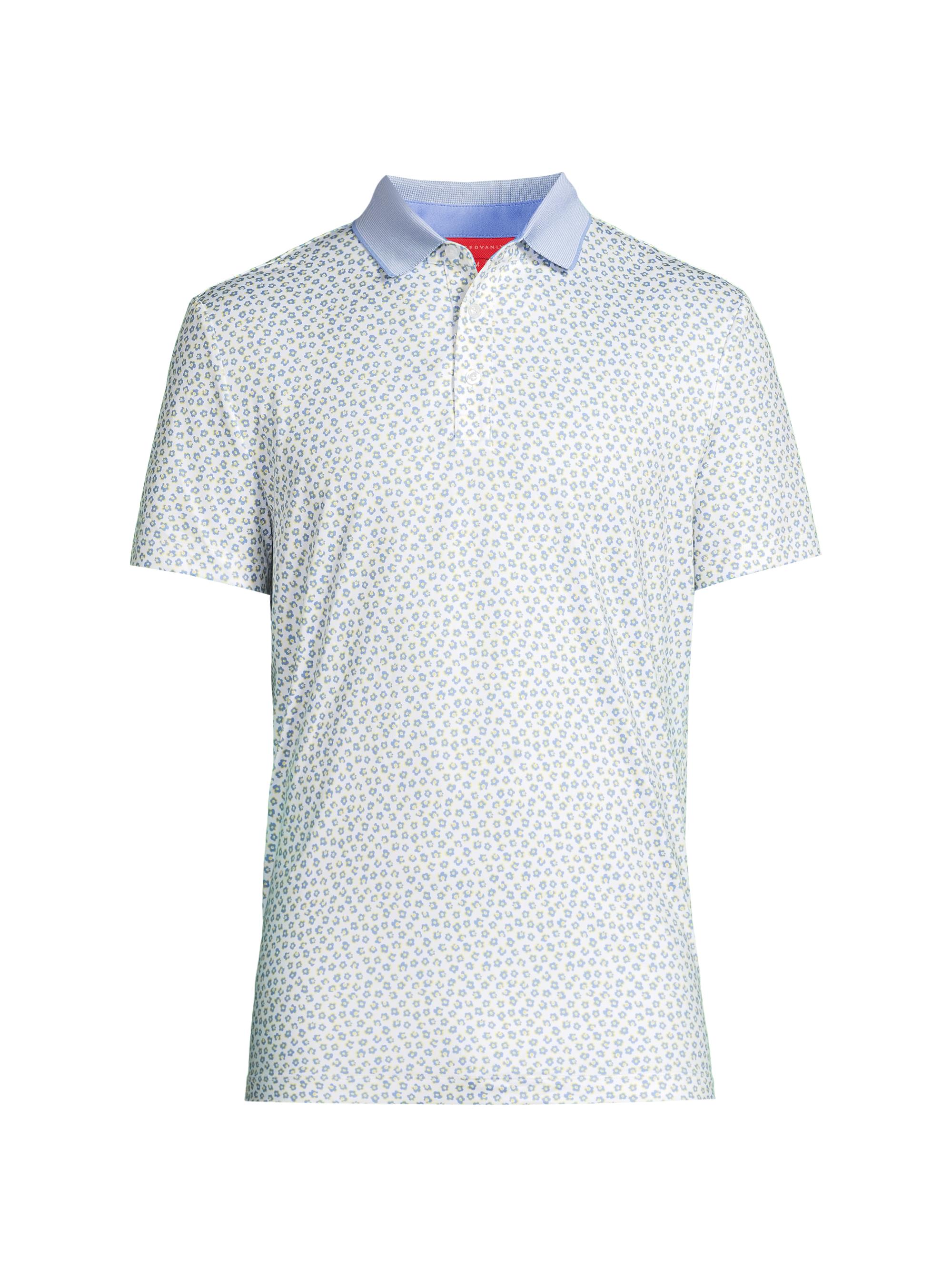 Redvanly Men's Windsor Polo Shirt - Bright White Blue Multi