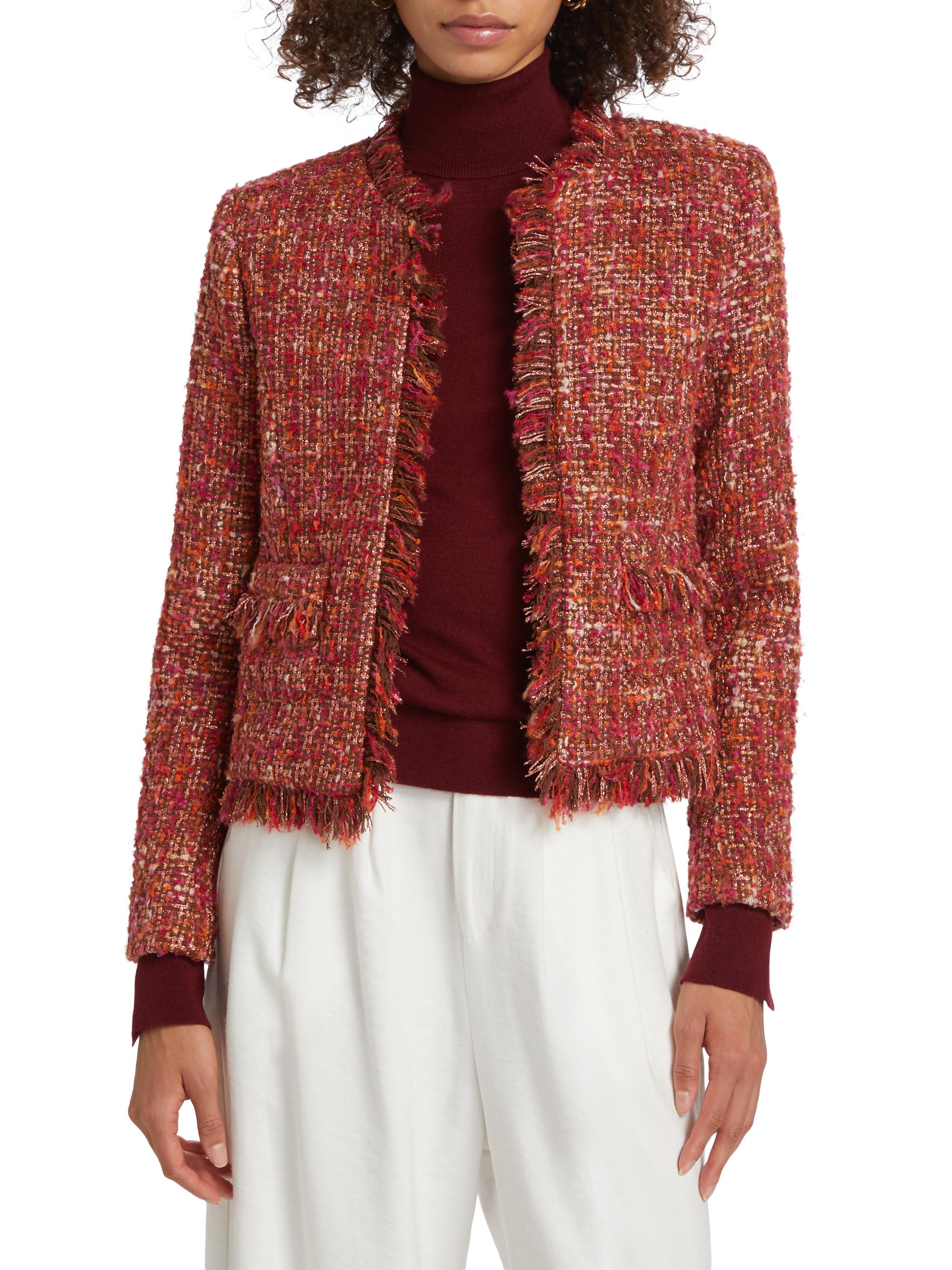ジャケット・アウター L'AGENCE Multi tweed Blazer in Red/Pink L'AGENCE Angelina Tweed Jacket | Saks Fifth Avenue