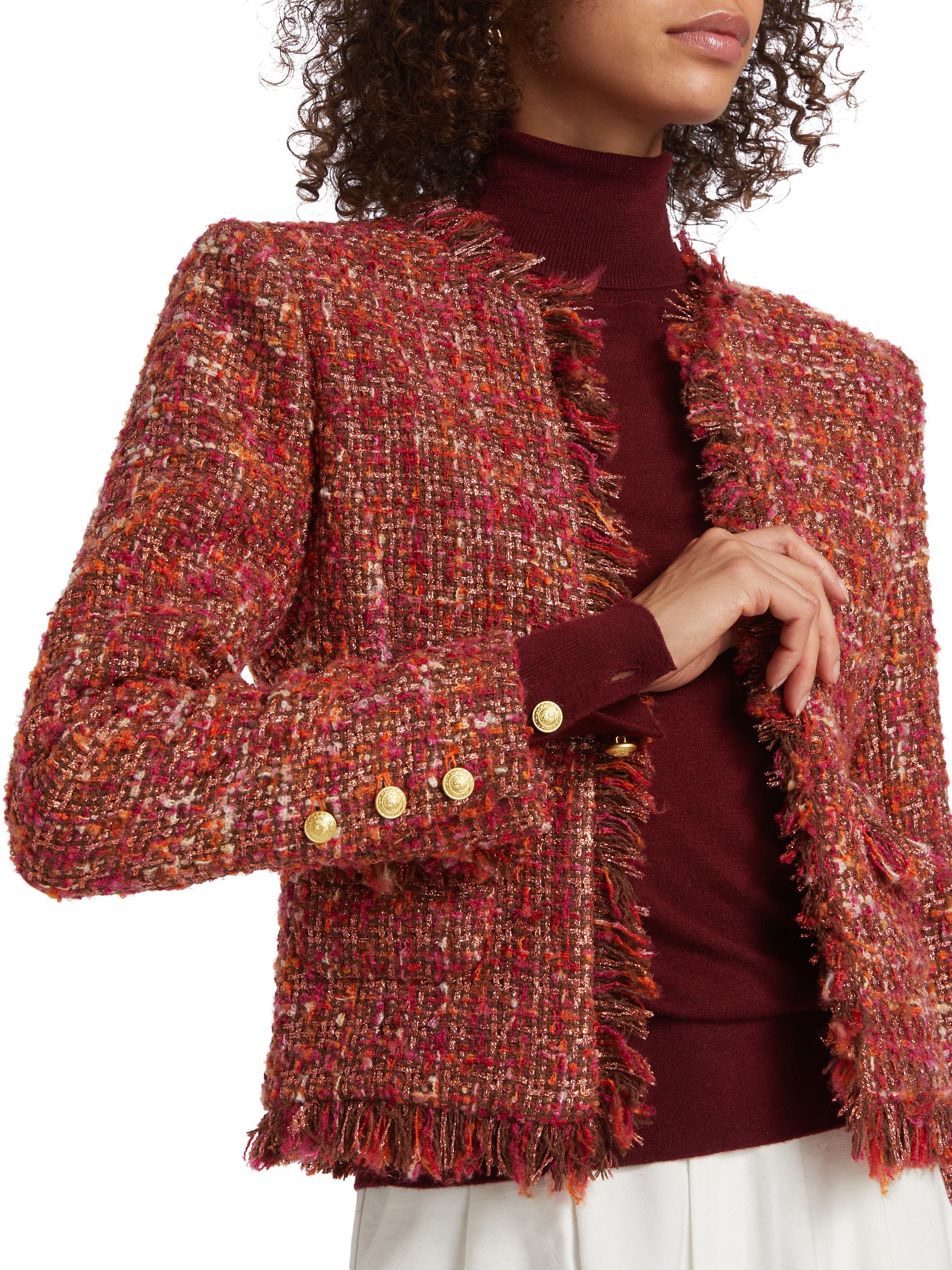 ジャケット・アウター L'AGENCE Multi tweed Blazer in Red/Pink L'AGENCE Multi tweed Blazer in Red/Pink
