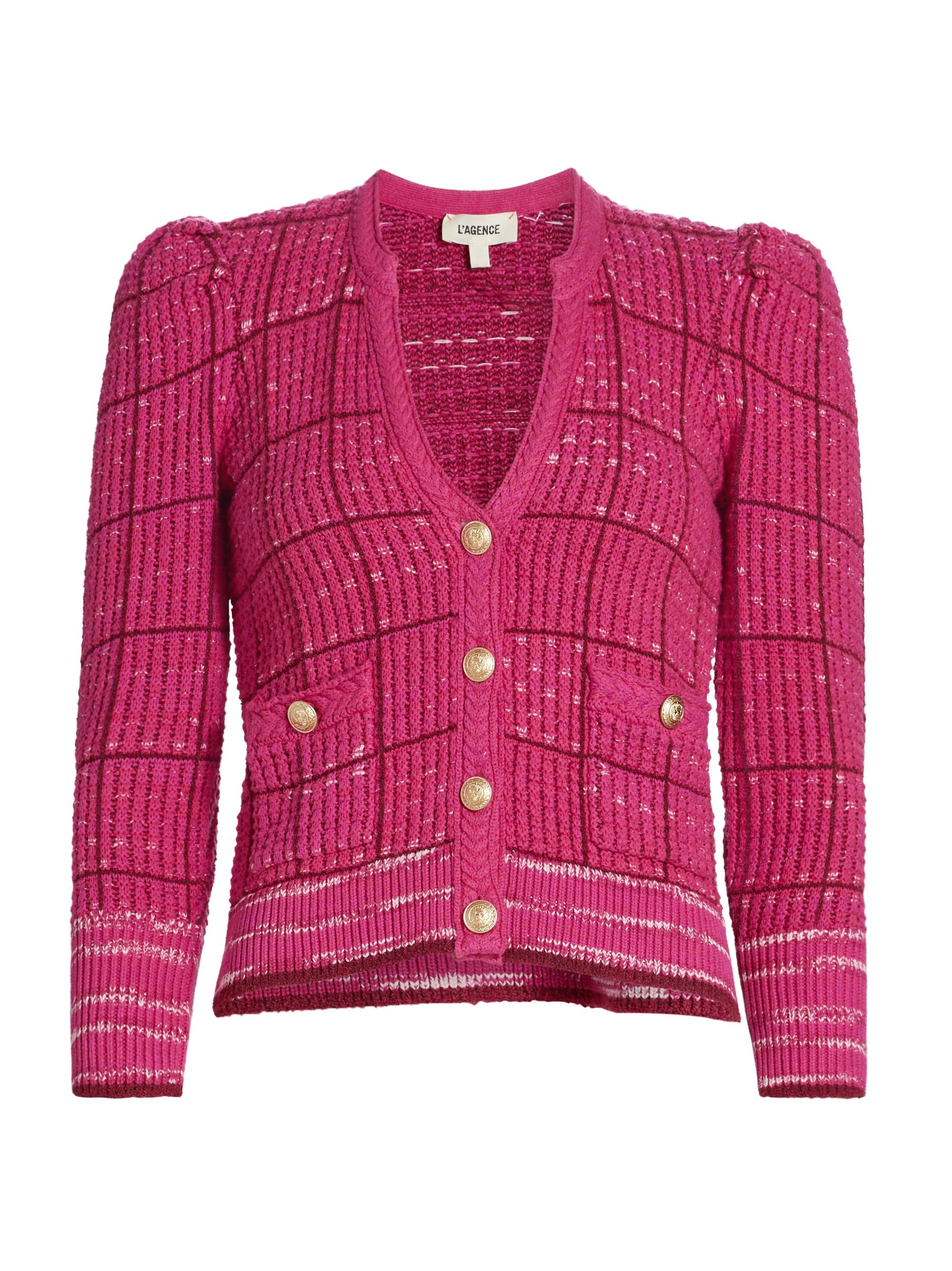 L'AGENCE Women's Jenni Plunge Cardigan - Pink Multi