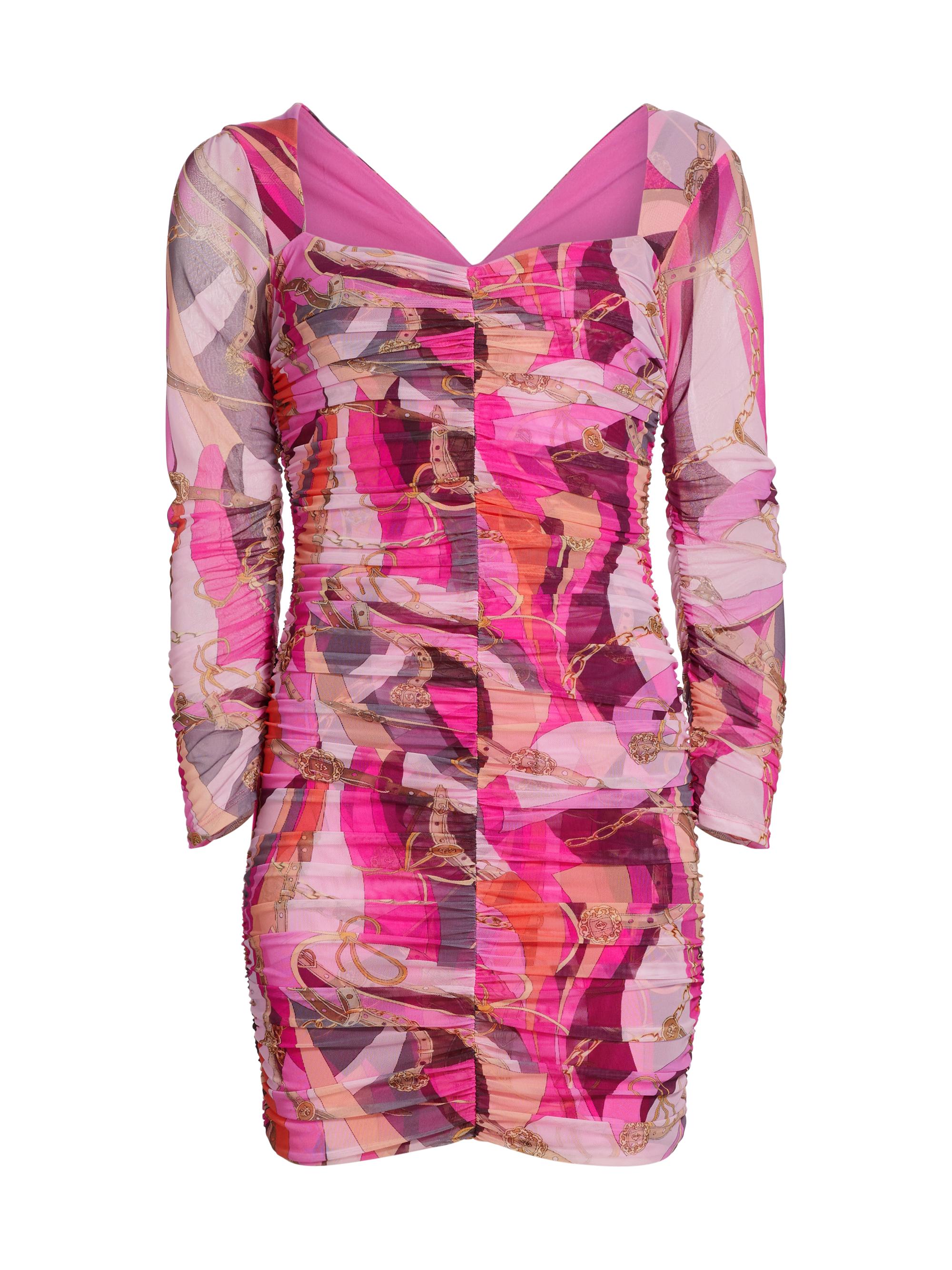 L'AGENCE Women's Lolisa Sweetheart Minidress - Pink Multi Buckle Swirl