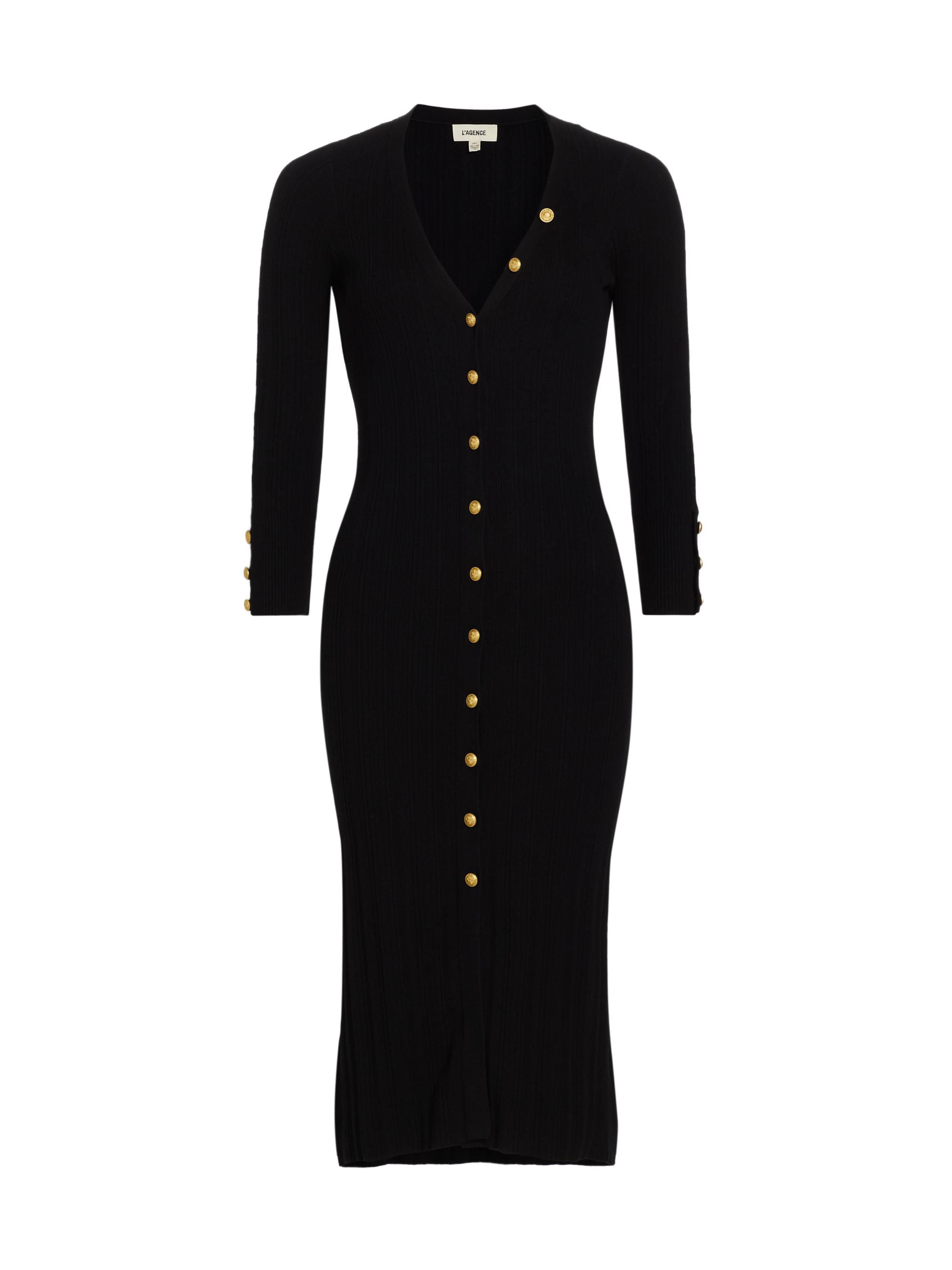 L'AGENCE Women's Kyra Cotton-Blend Duster Dress - Black Gold