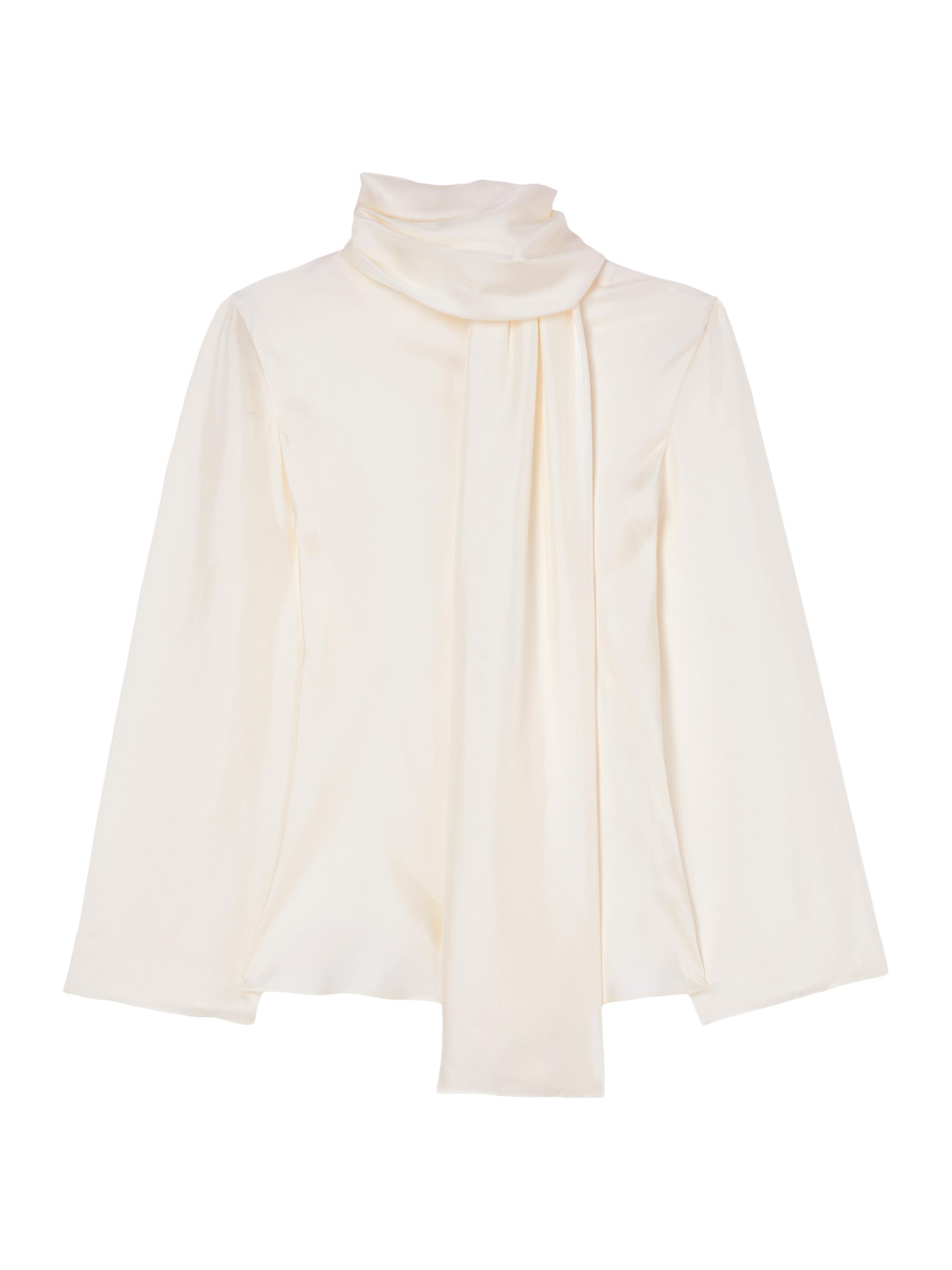 Róhe Women's Silk Foulard Long-Sleeve Top - Cream