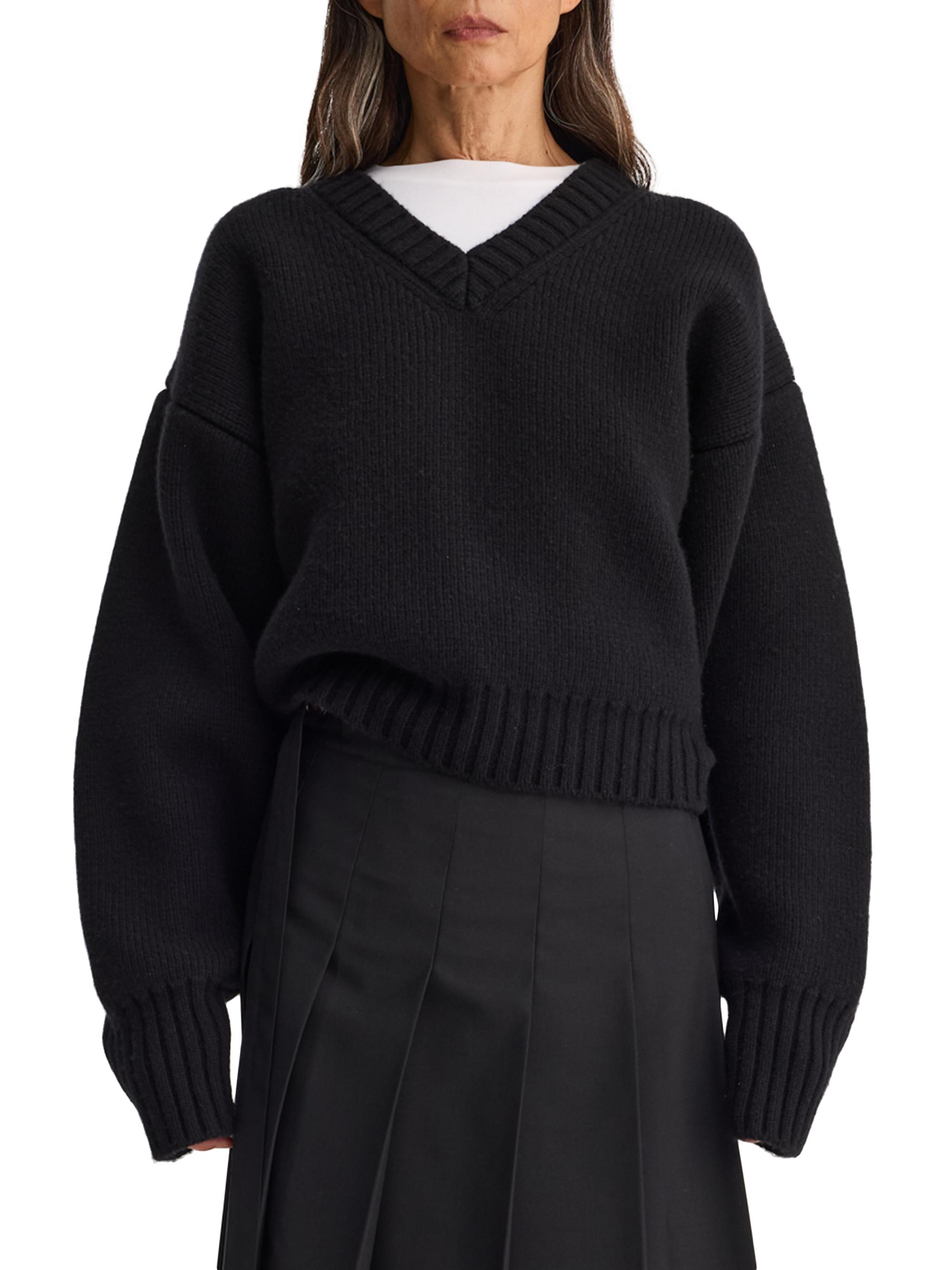 Róhe Compact-Knit Wool V-Neck Sweater | Saks Fifth Avenue