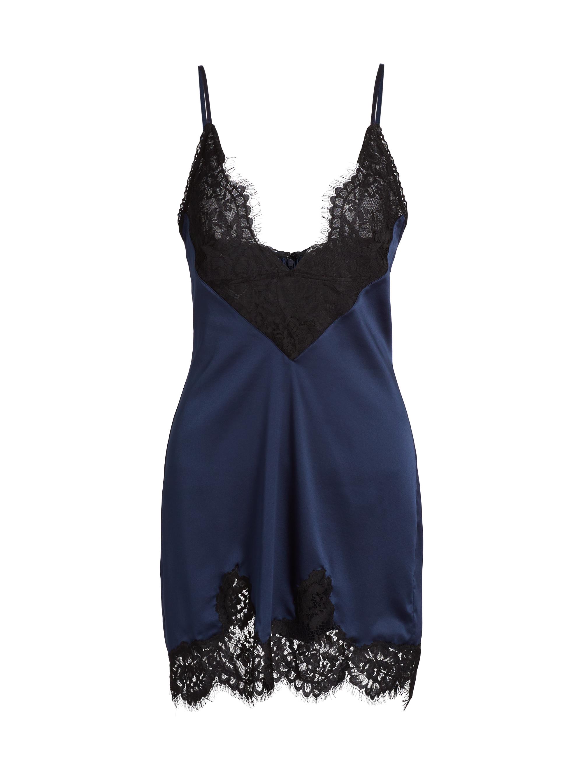 Ronny Kobo Women's Nyko Satin-Lace Slip Minidress - Blue Oxblood