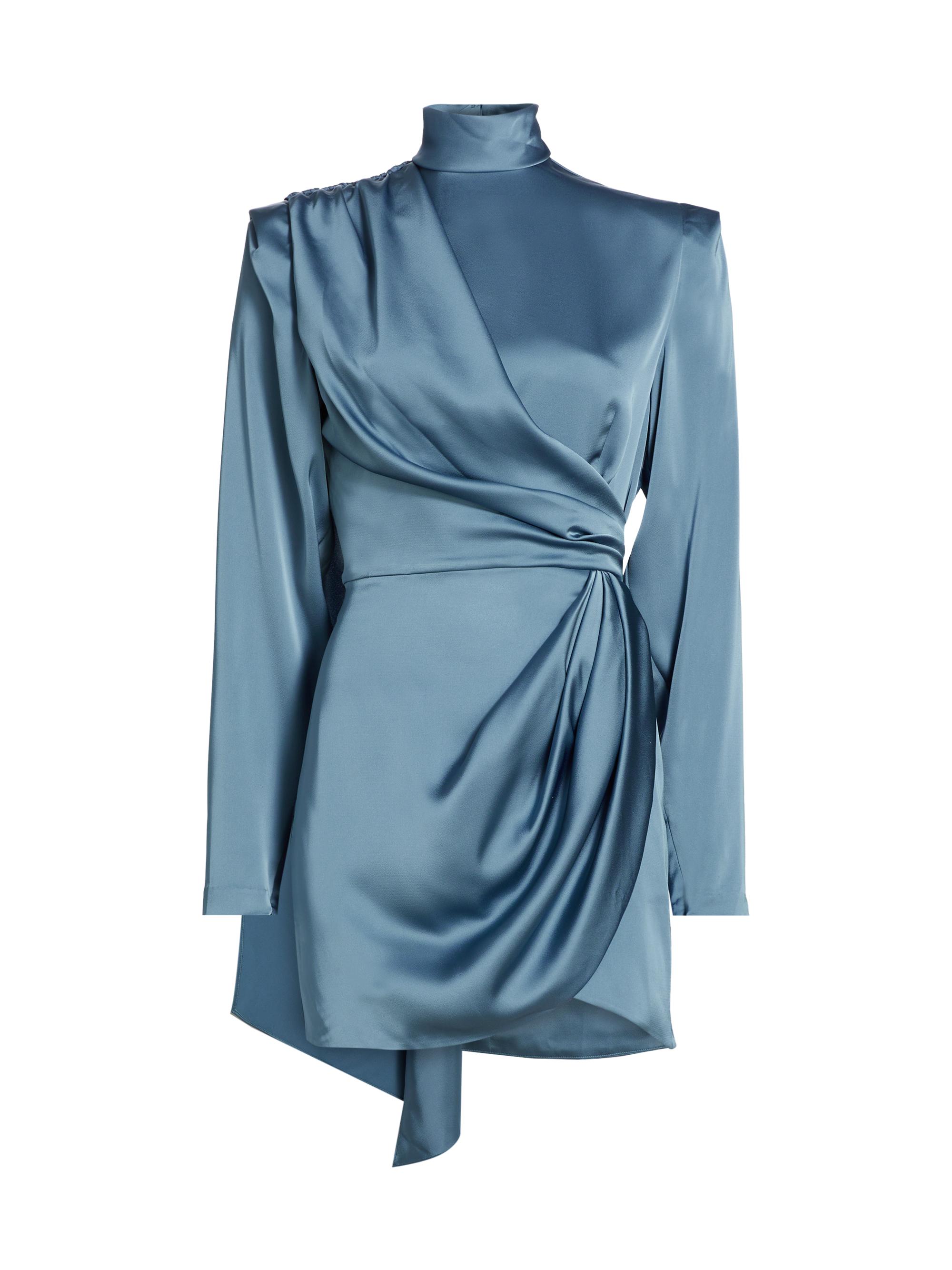 Ronny Kobo Women's Bianca Satin Ruched Minidress - Aegean Blue