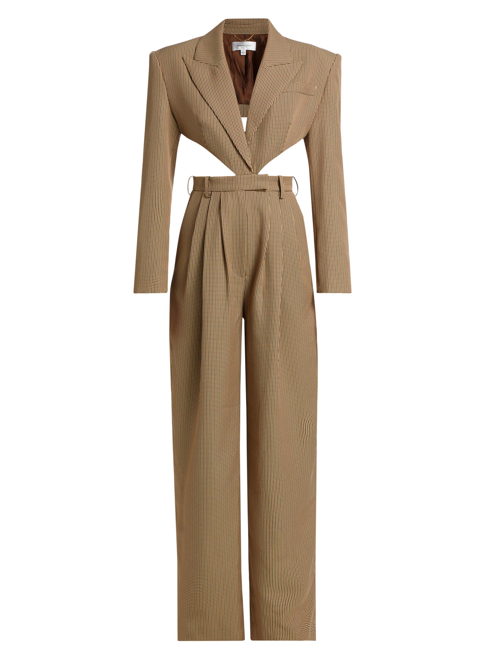 Ronny Kobo Women's Amschel Houndstooth Cut-Out Jumpsuit - Oxblood Multi