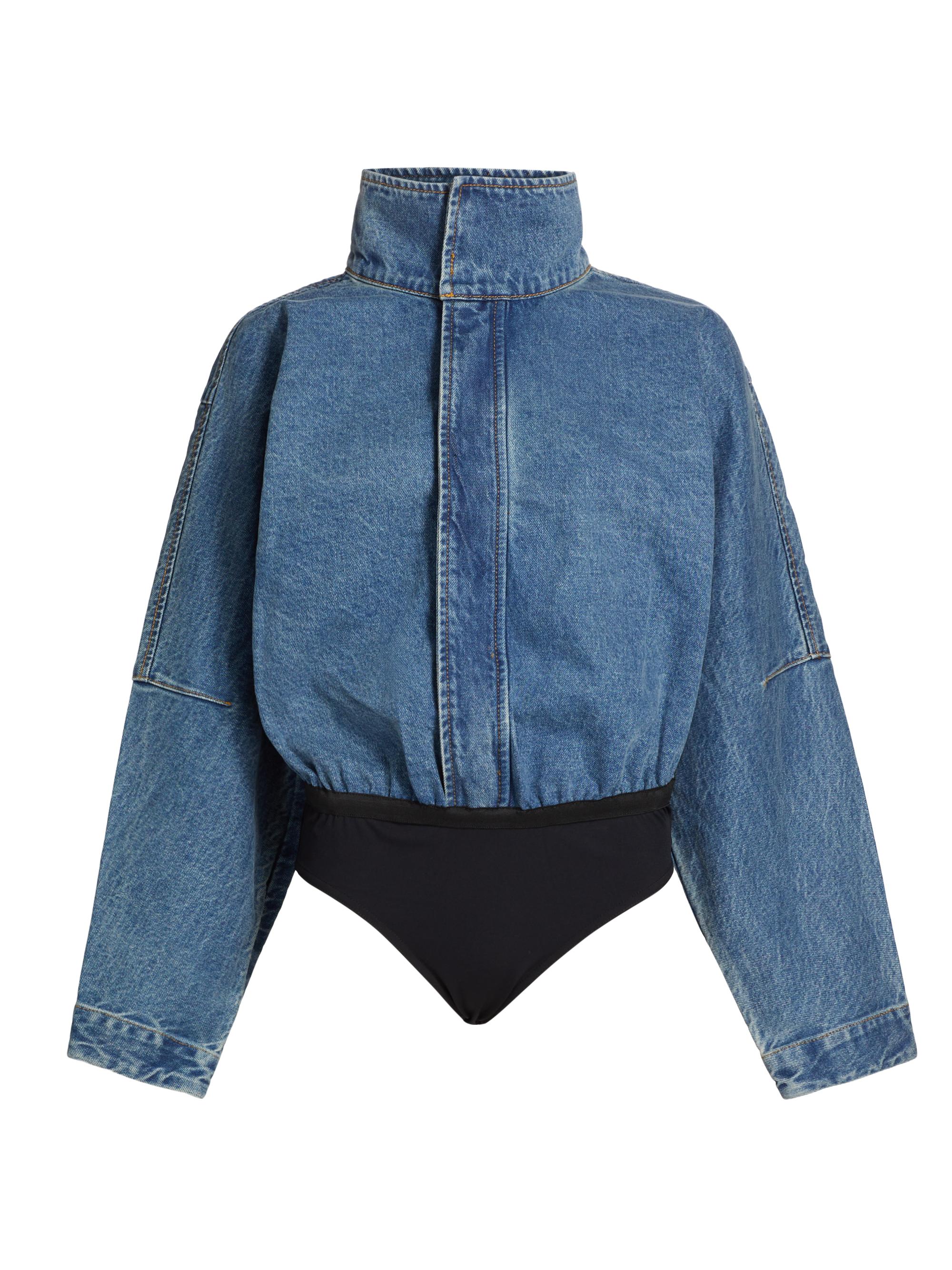 Ronny Kobo Women's Britta Denim Bodysuit - Light Wash Blue