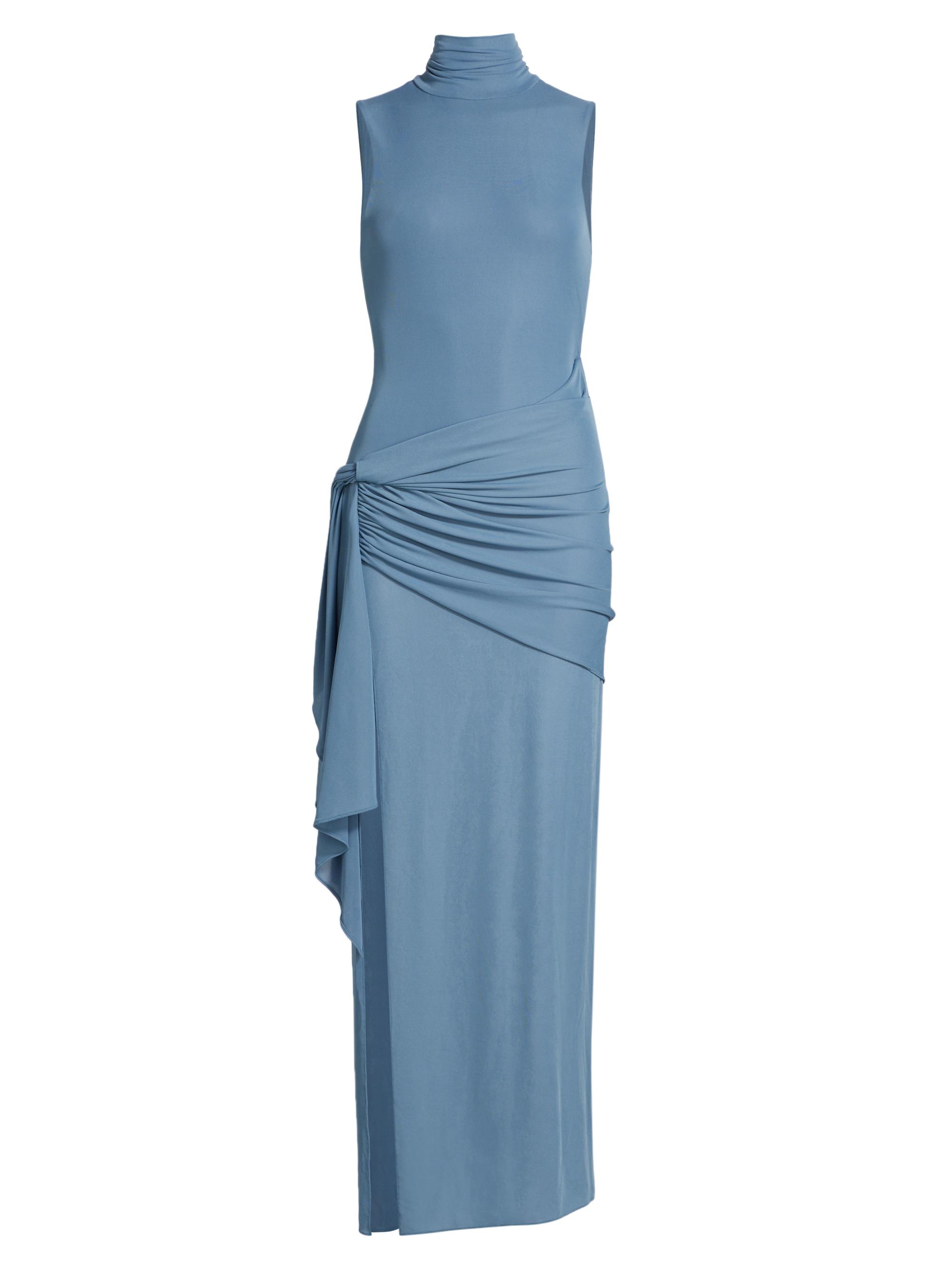 Ronny Kobo Women's Crystal Jersey Draped Maxi Dress - Aegean Blue