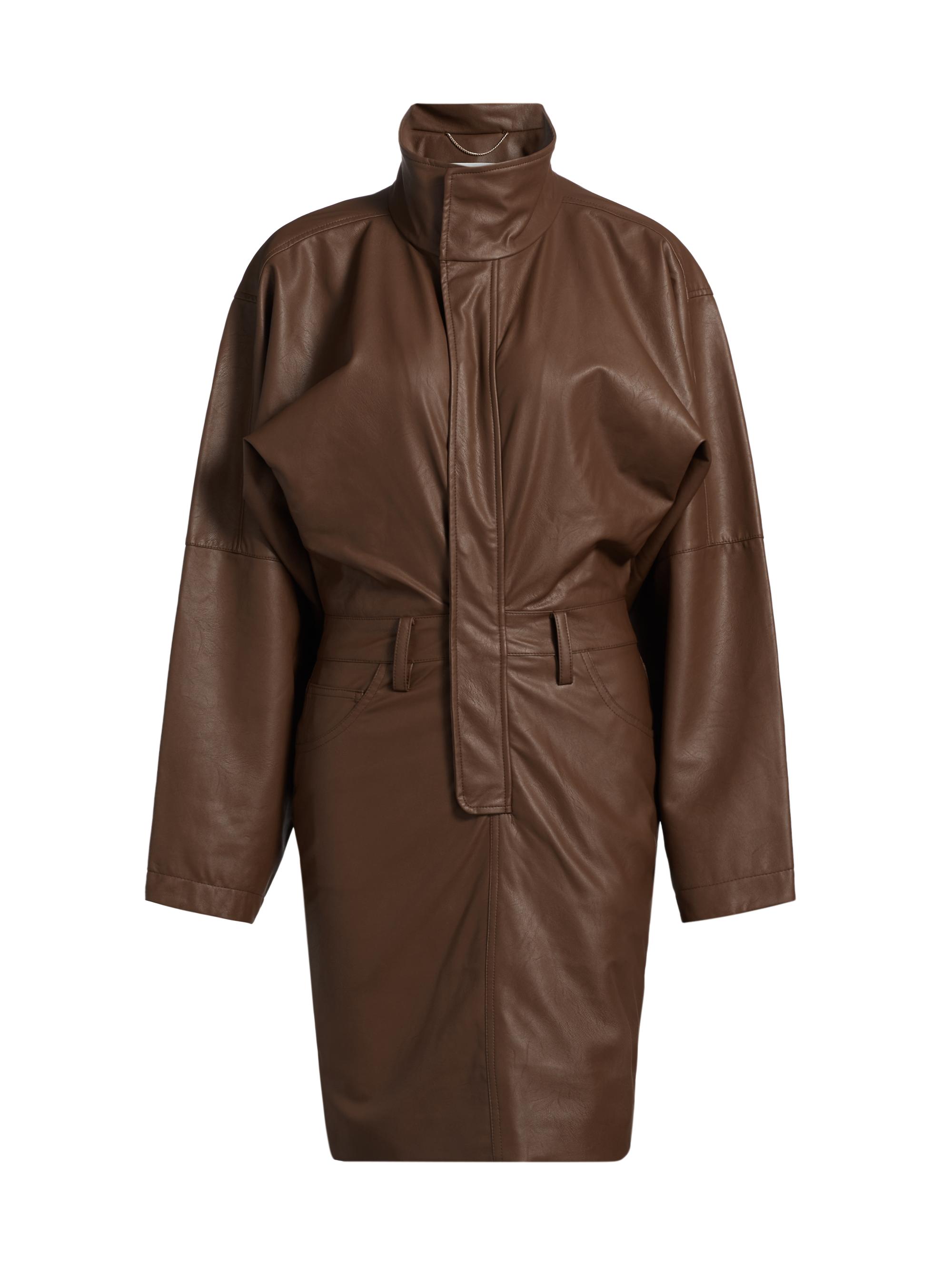 Ronny Kobo Women's Regan Faux Leather Moto Dress - Chocolate Brown