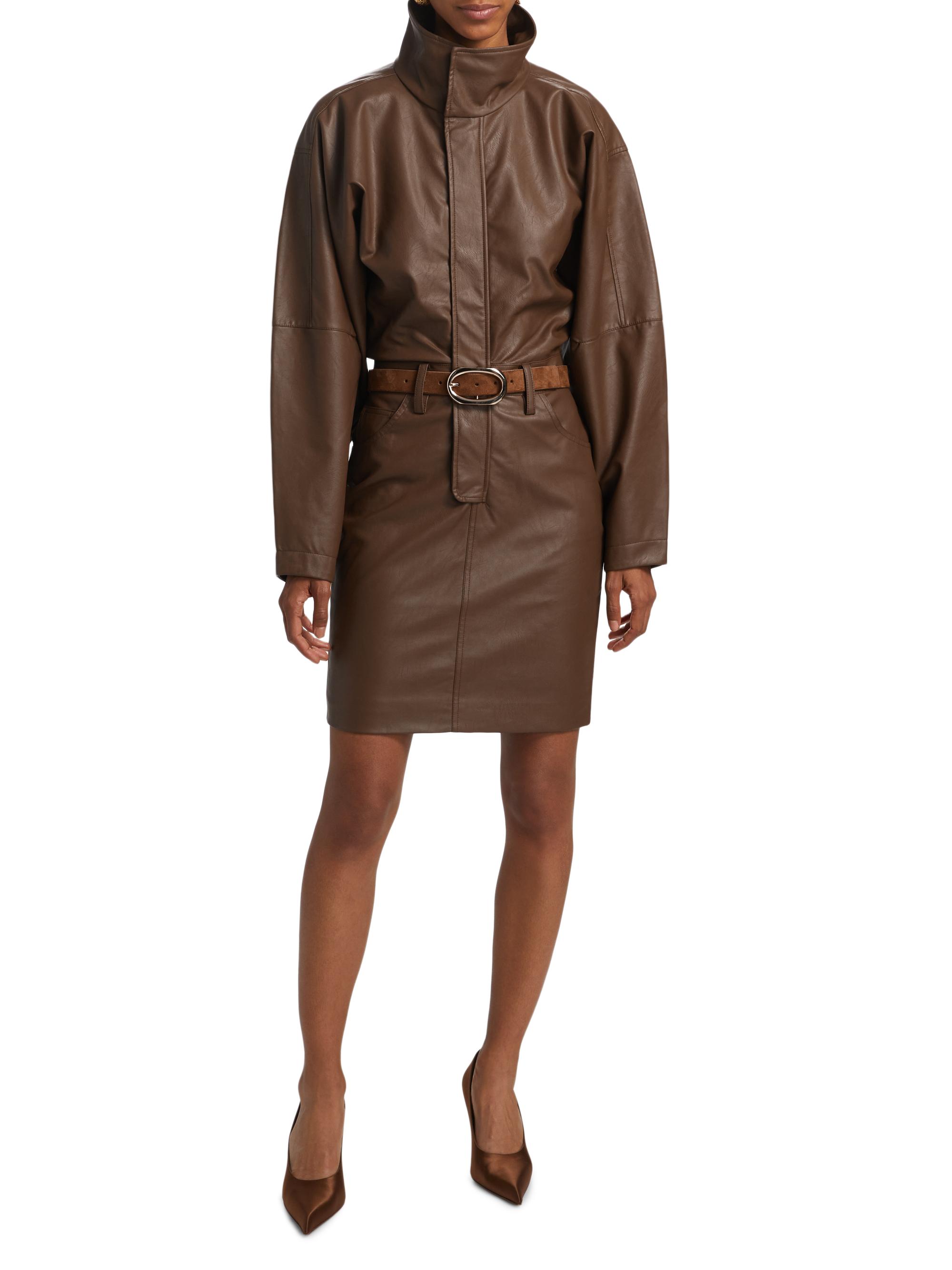 Ronny Kobo Women's Regan Faux Leather Dress - Brown - Size S - Chocolate