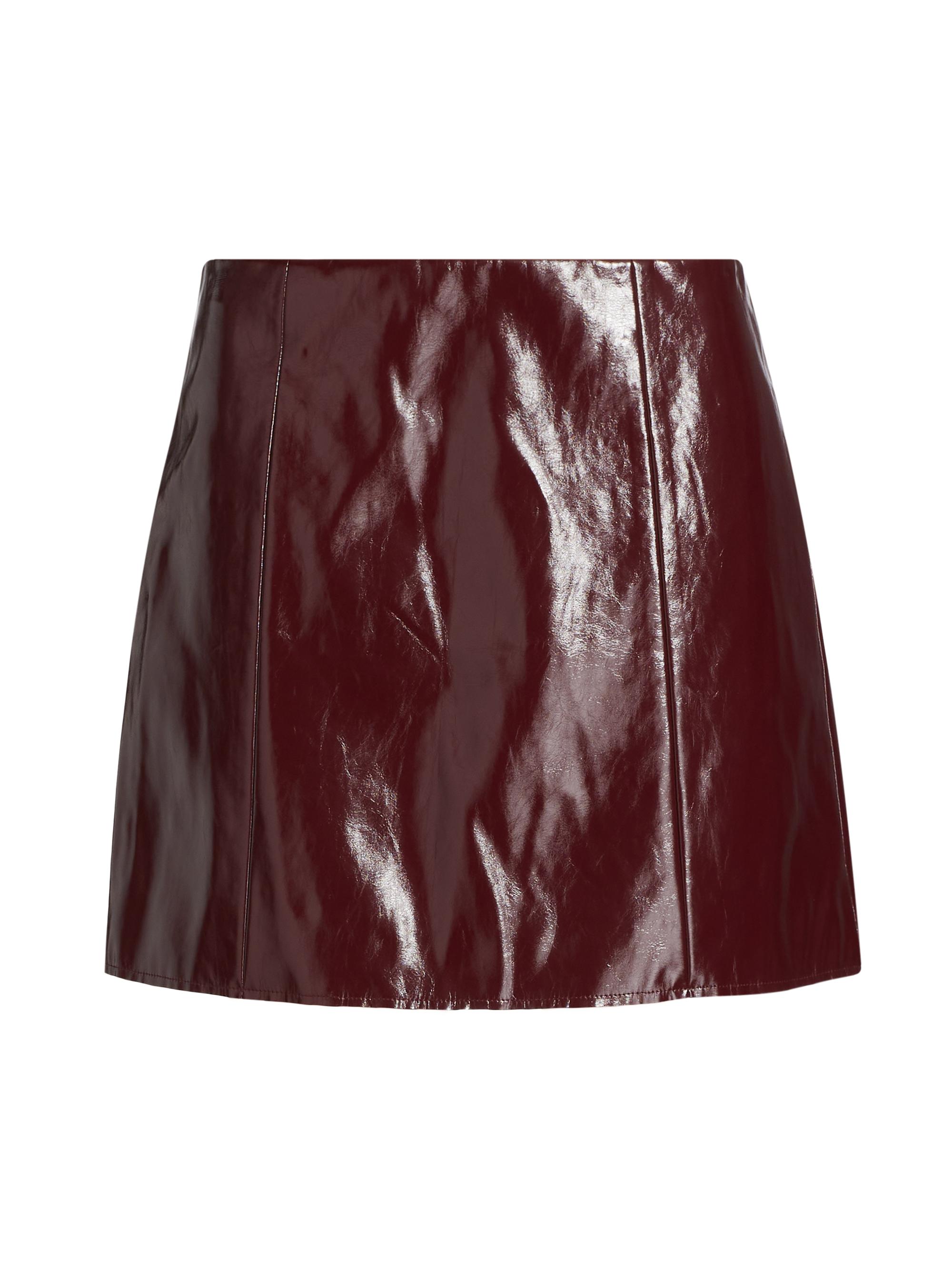 Ronny Kobo Women's Knox Faux Patent Leather A-line Miniskirt - Oxblood