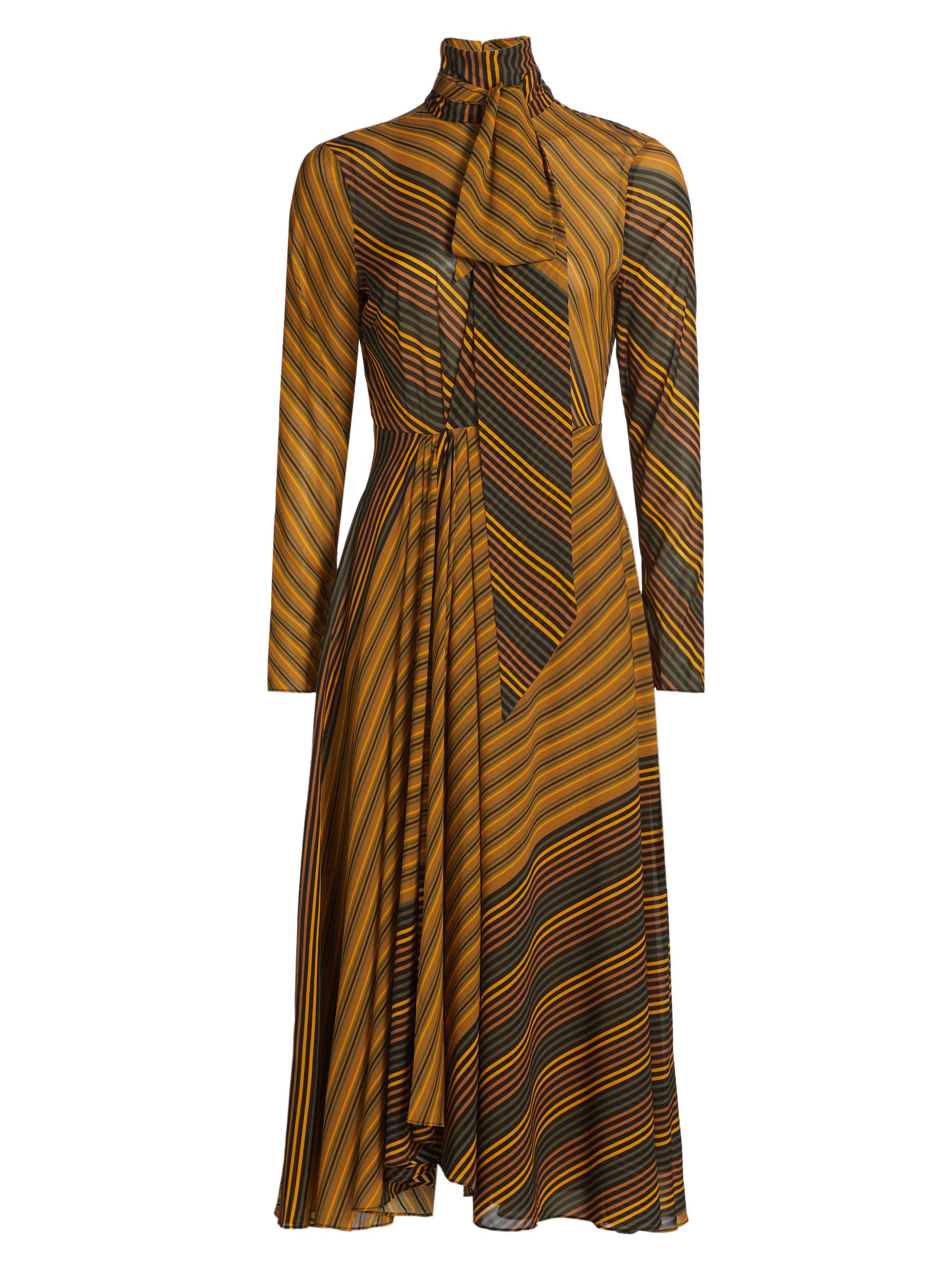 Ronny Kobo Women's Noven Striped Mock-Turtleneck Midi-Dress - Golden Moss Multi