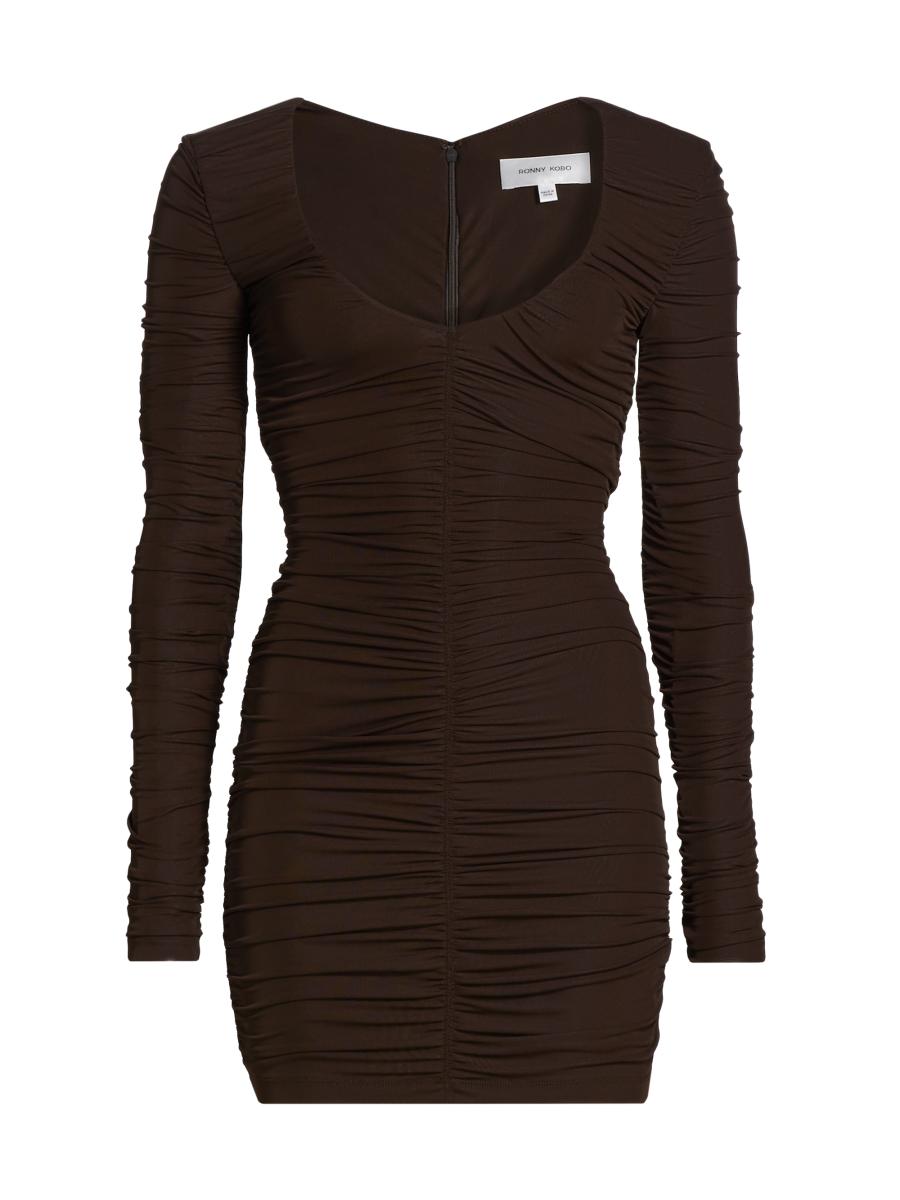 Ronny Kobo Julisa Ruched Long-Sleeve Minidress | Saks Fifth Avenue