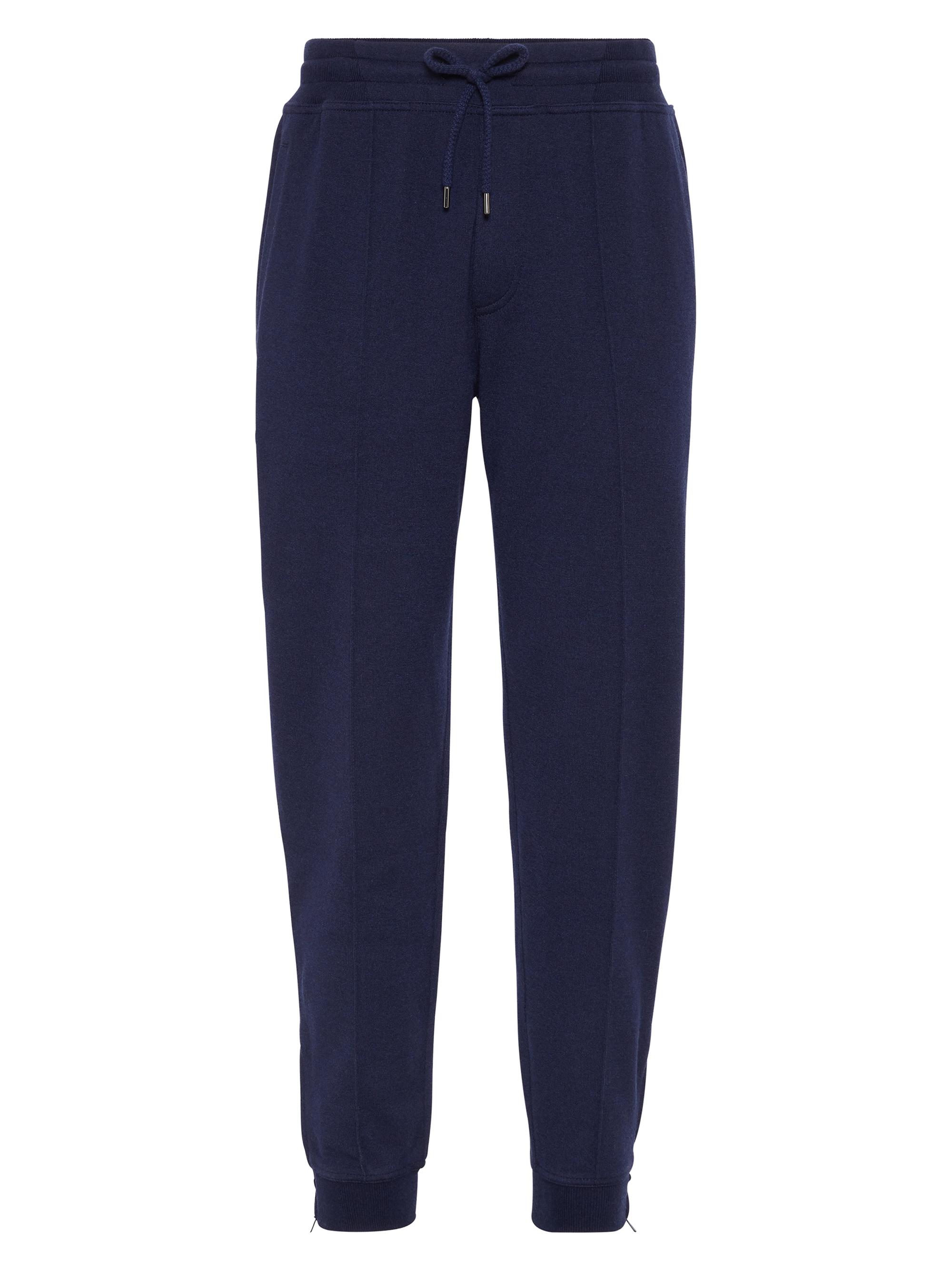 Brunello Cucinelli Men's Cashmere and Cotton French Terry Double Cloth Trousers - Blue