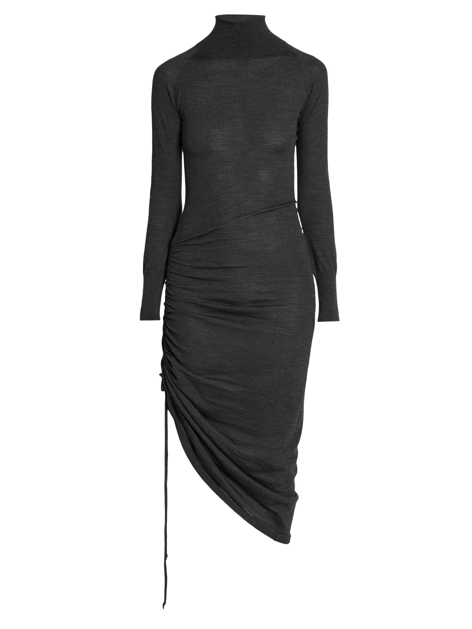 Alaïa Women's Draped Wool Ruched Midi-Dress - Ebene
