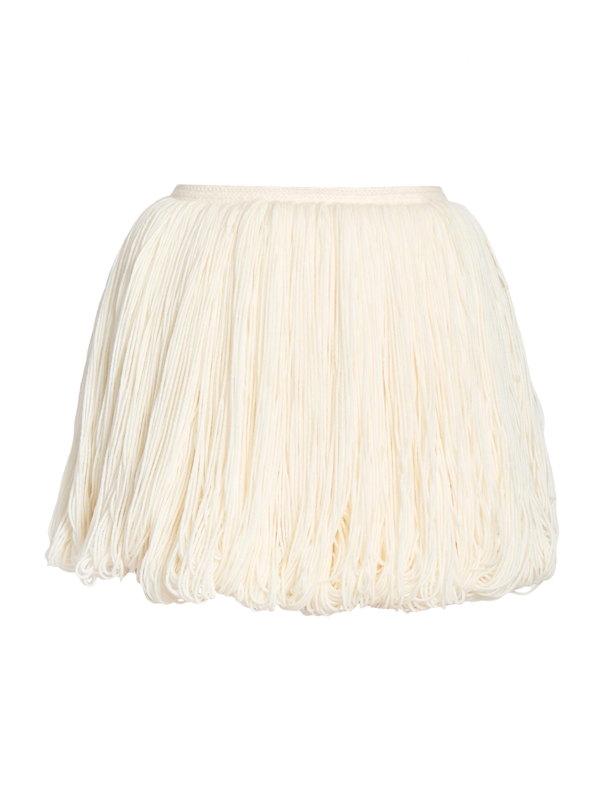 Alaïa Women's Fringes Wool Miniskirt - Blanc Casse