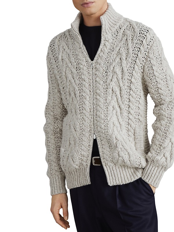 Shop Brunello Cucinelli Flecked Soft Cashmere Cable Knit Shop Brunello Cucinelli Flecked Soft Cashmere Cable Knit