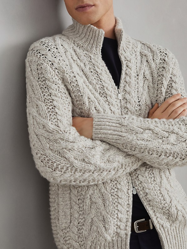 Shop Brunello Cucinelli Flecked Soft Cashmere Cable Knit Shop Brunello Cucinelli Flecked Soft Cashmere Cable Knit