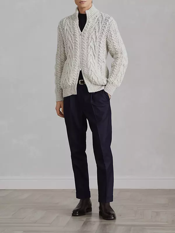 Shop Brunello Cucinelli Flecked Soft Cashmere Cable Knit Shop Brunello Cucinelli Flecked Soft Cashmere Cable Knit