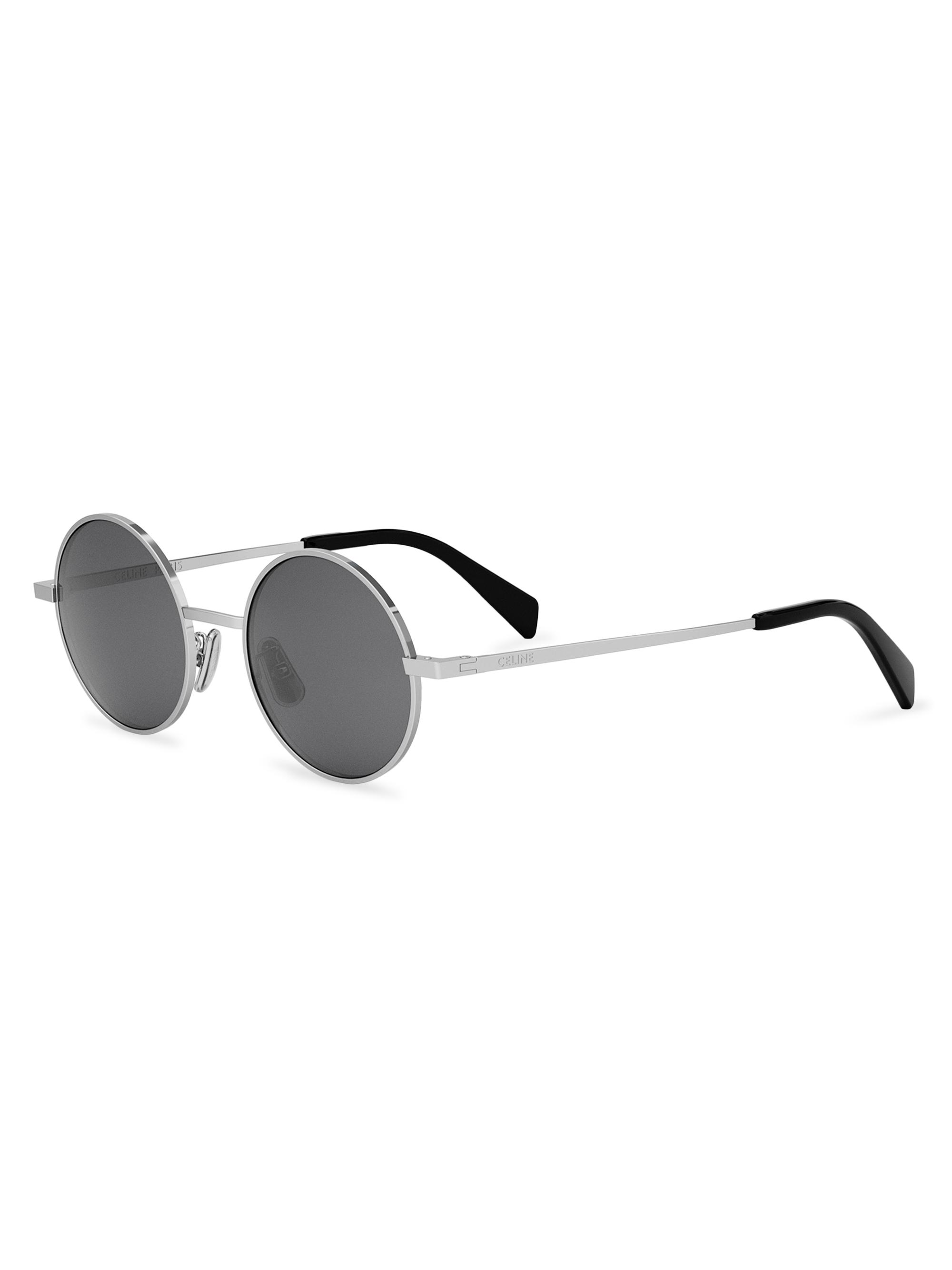 CELINE Men's Triomphe 54MM Round Sunglasses - Shiny Palladium