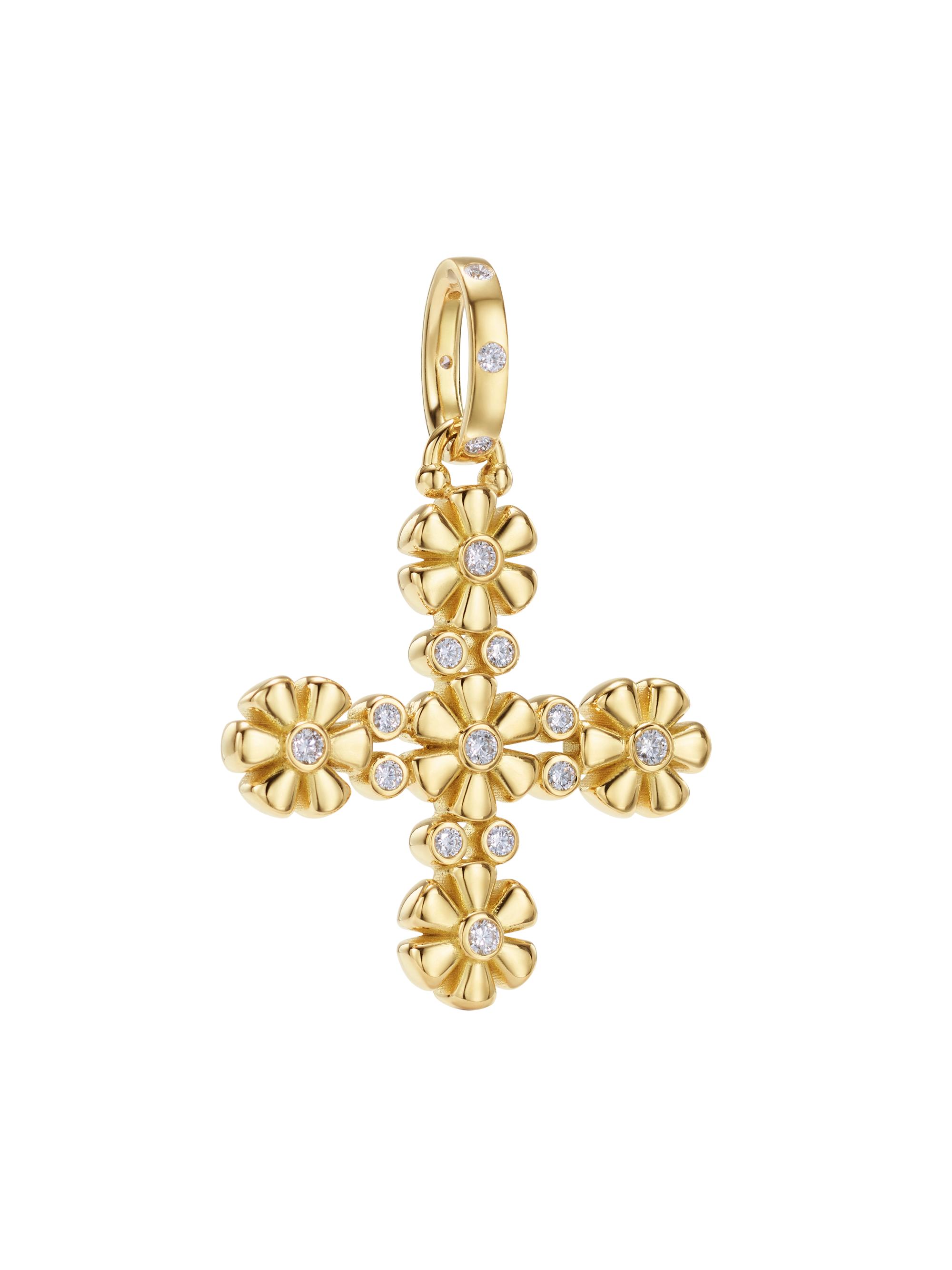 Temple St. Clair Women's Florence86 Fiori Cross 18K Yellow Gold & 0.34 TCW Diamond Pendant - Yellow Gold