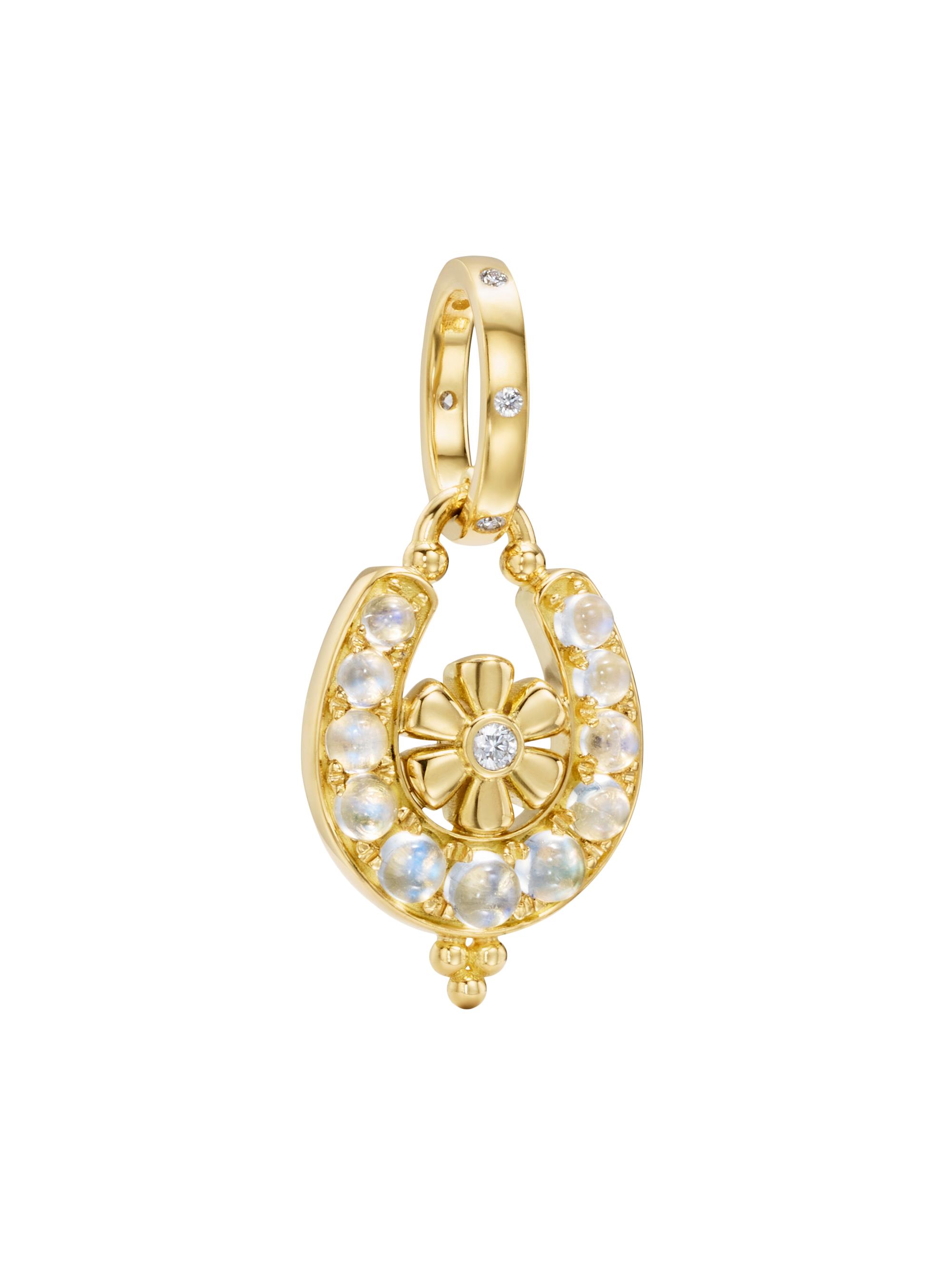 Temple St. Clair Women's Florence86 Horseshoe 18K Yellow Gold, Blue Moonstone & 0.12 TCW Diamond Pendant - Yellow Gold