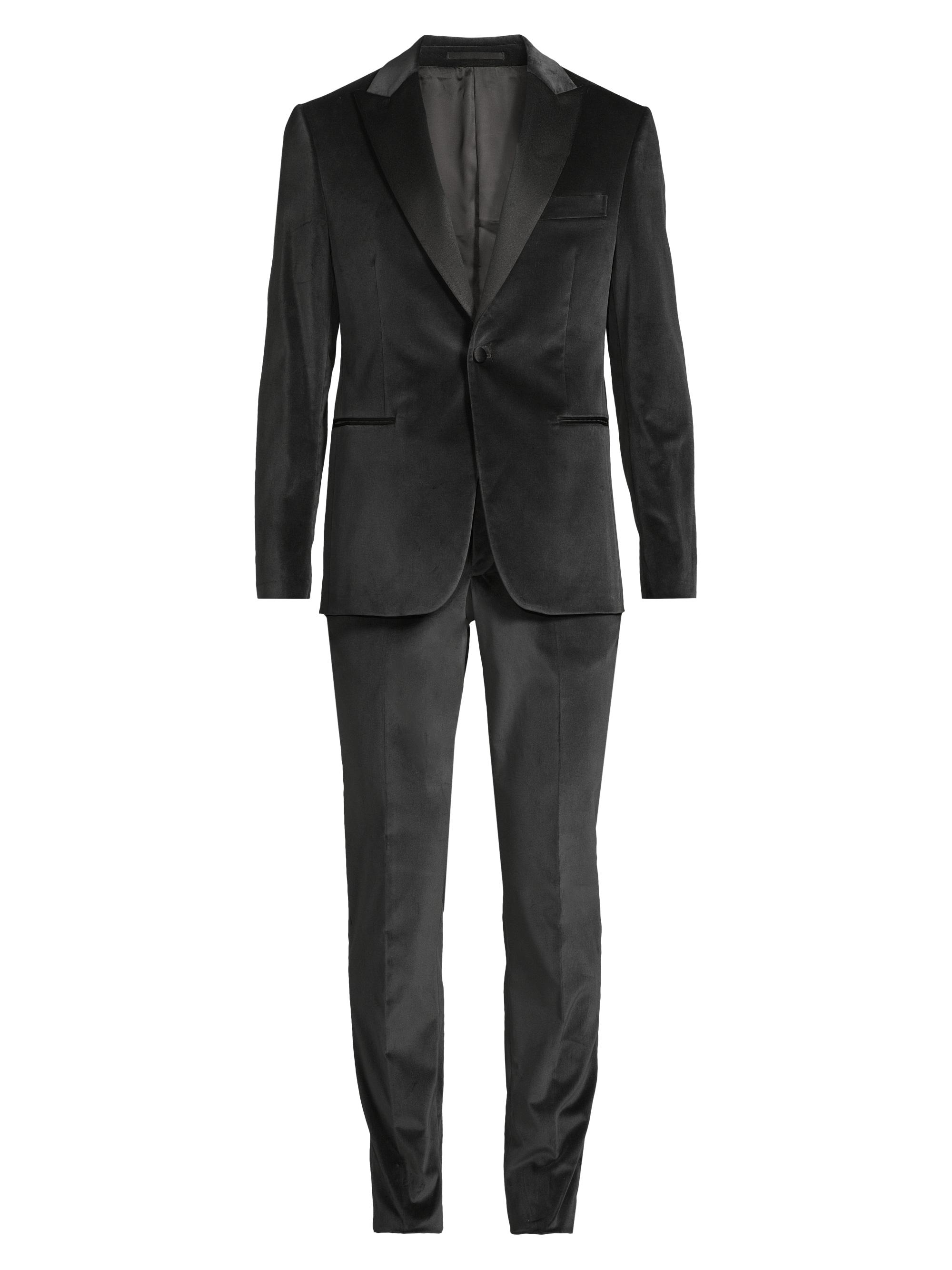 Pal Zileri Men's Satin-Lapel Velvet Tuxedo - Black