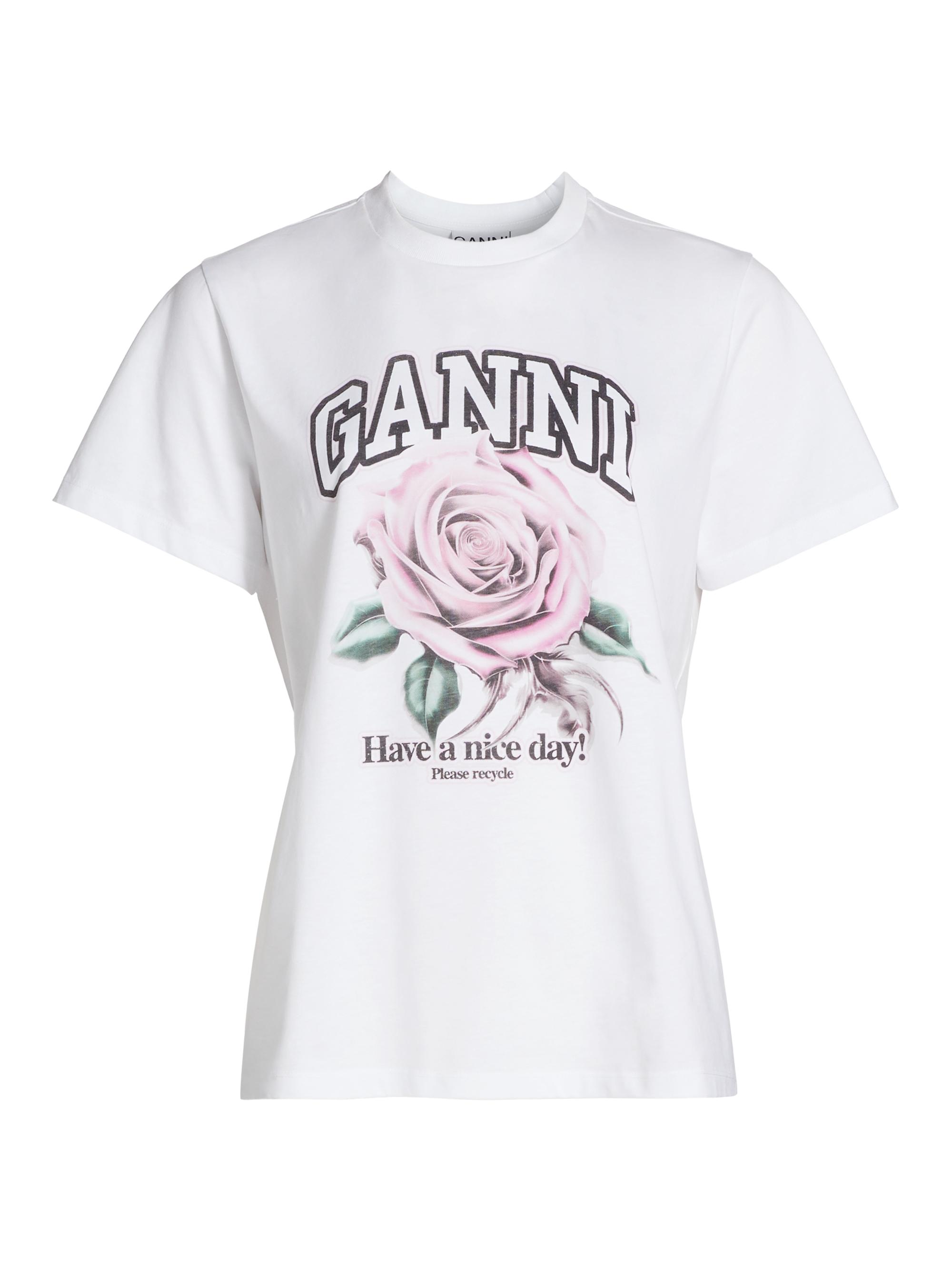 Ganni Women's Logo Cotton T-Shirt - Bright White