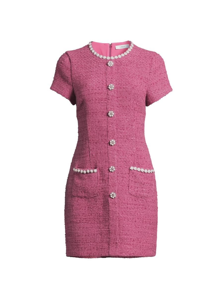 Randy Asymmetry buckle tweed dress ランディー Oscar de la Renta Tweed And Boucle Asymmetric Dress in Grey