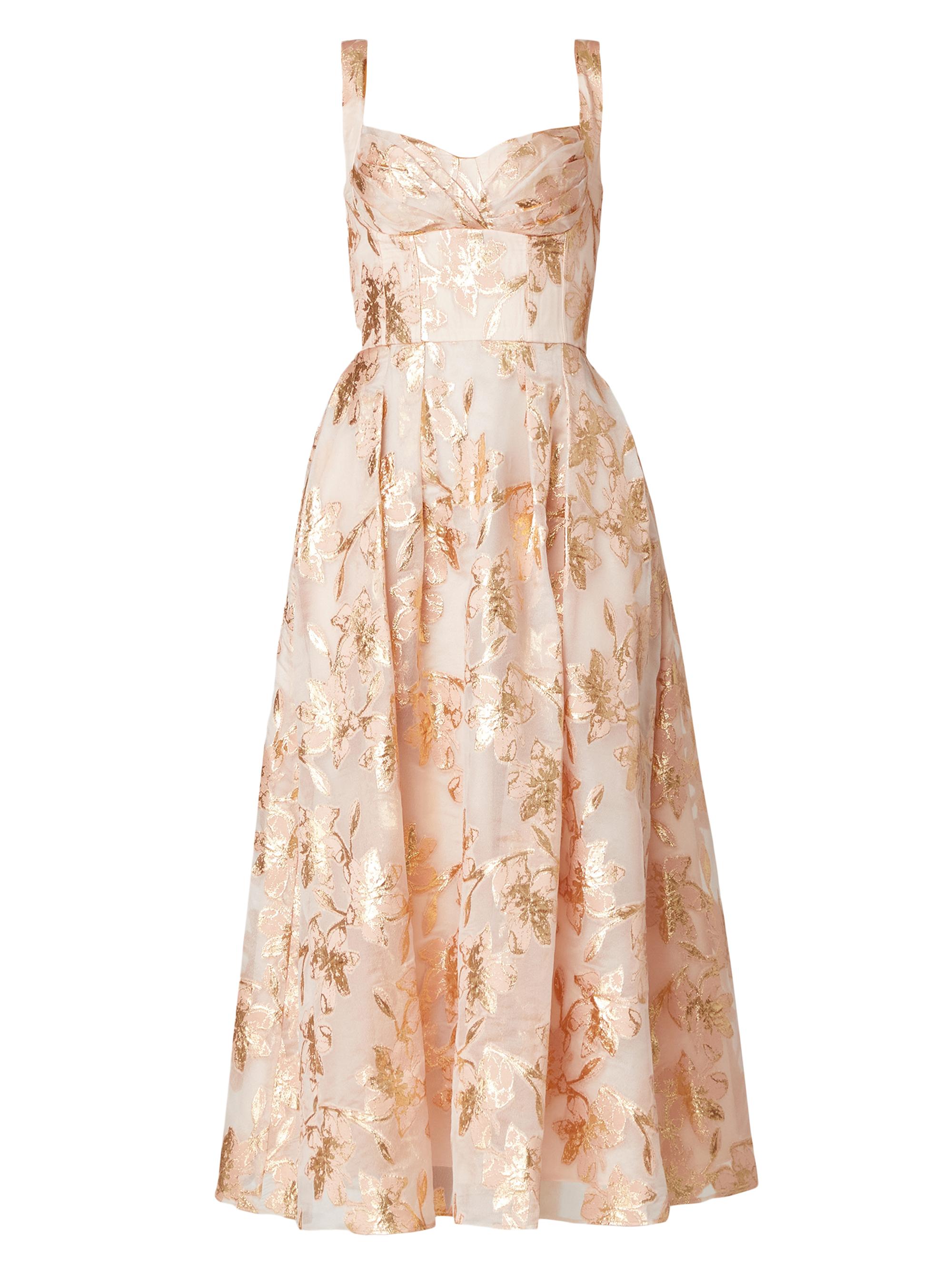 Shoshanna Women's Ophelia Organza Tea-Length Dress - Blush Gold
