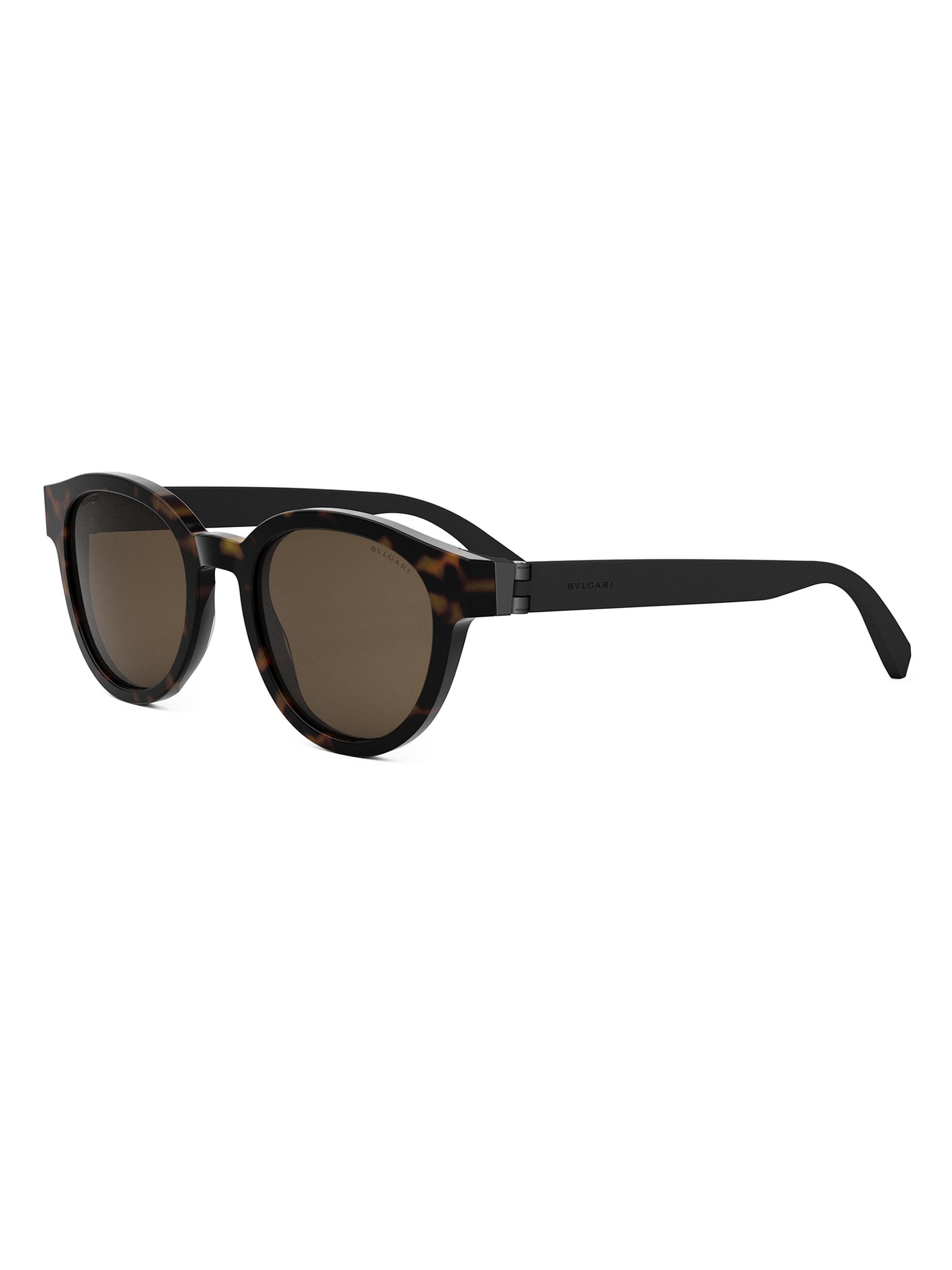 BVLGARI Men's Aluminium 51MM Round Sunglasses - Dark Havana