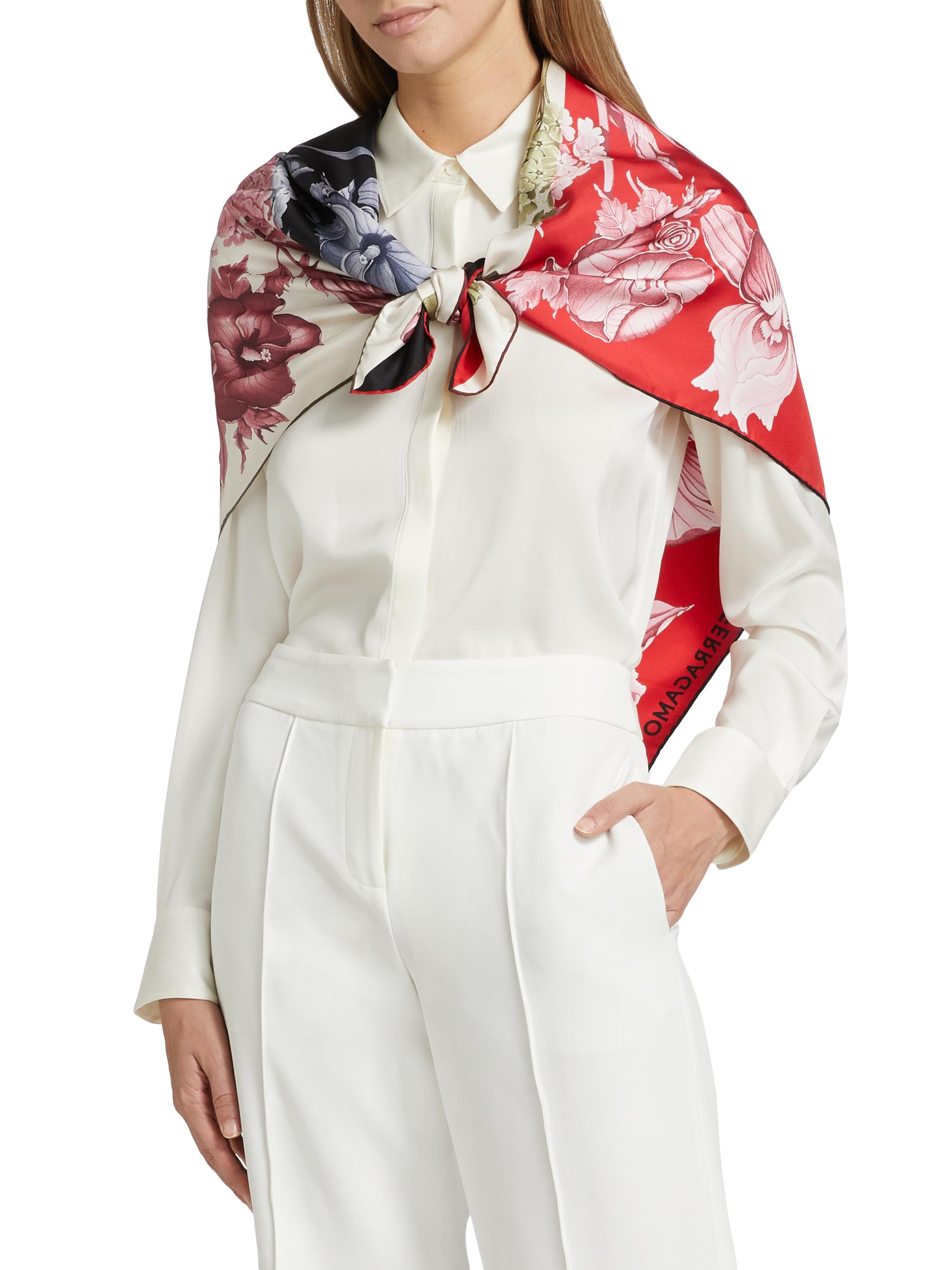 FERRAGAMO Women's Kaleidoscope Printed Silk Foulard - New Red Black