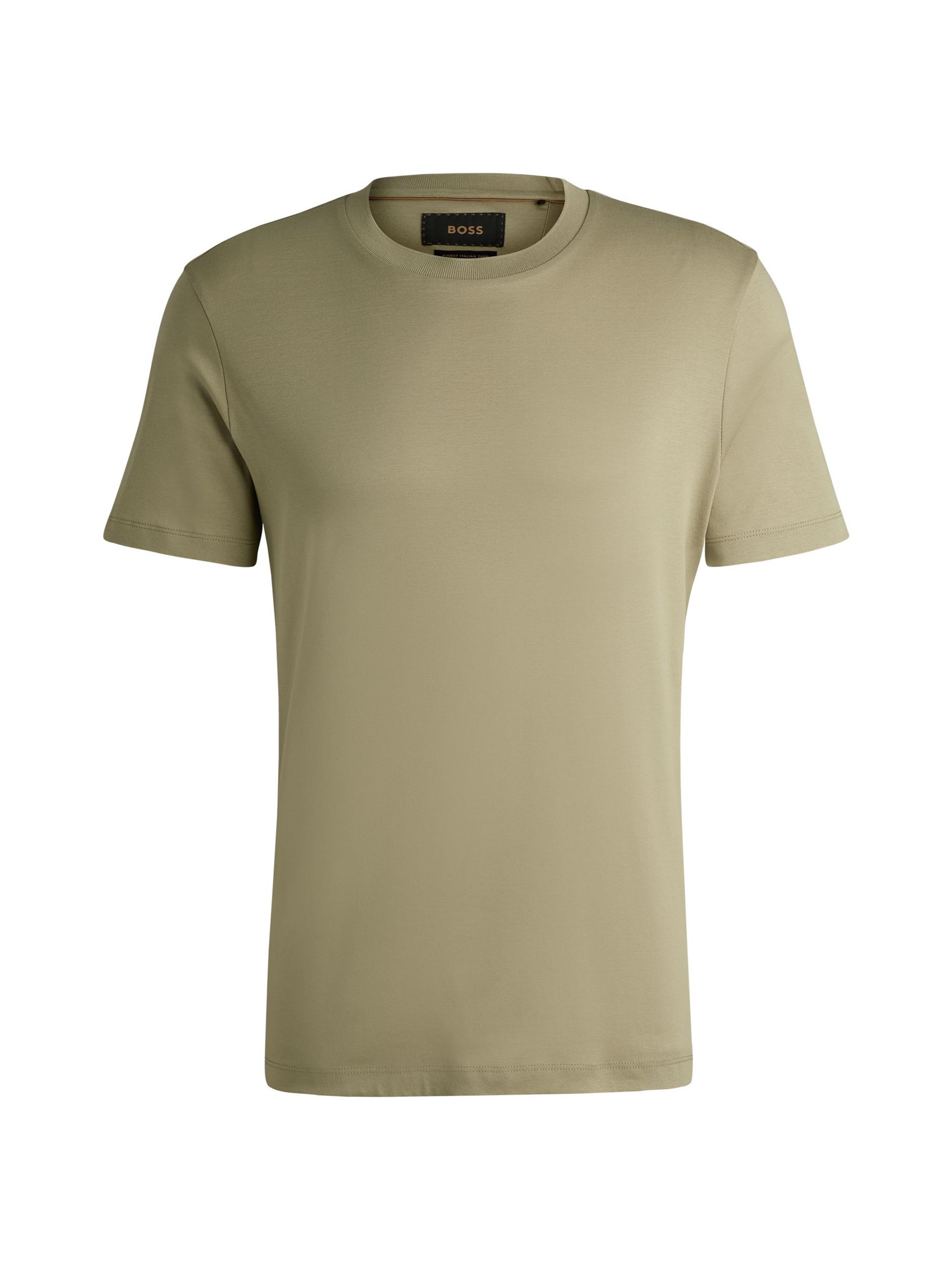 BOSS Men's Regular-Fit Crewneck T-Shirt in Mercerized Cotton - Green