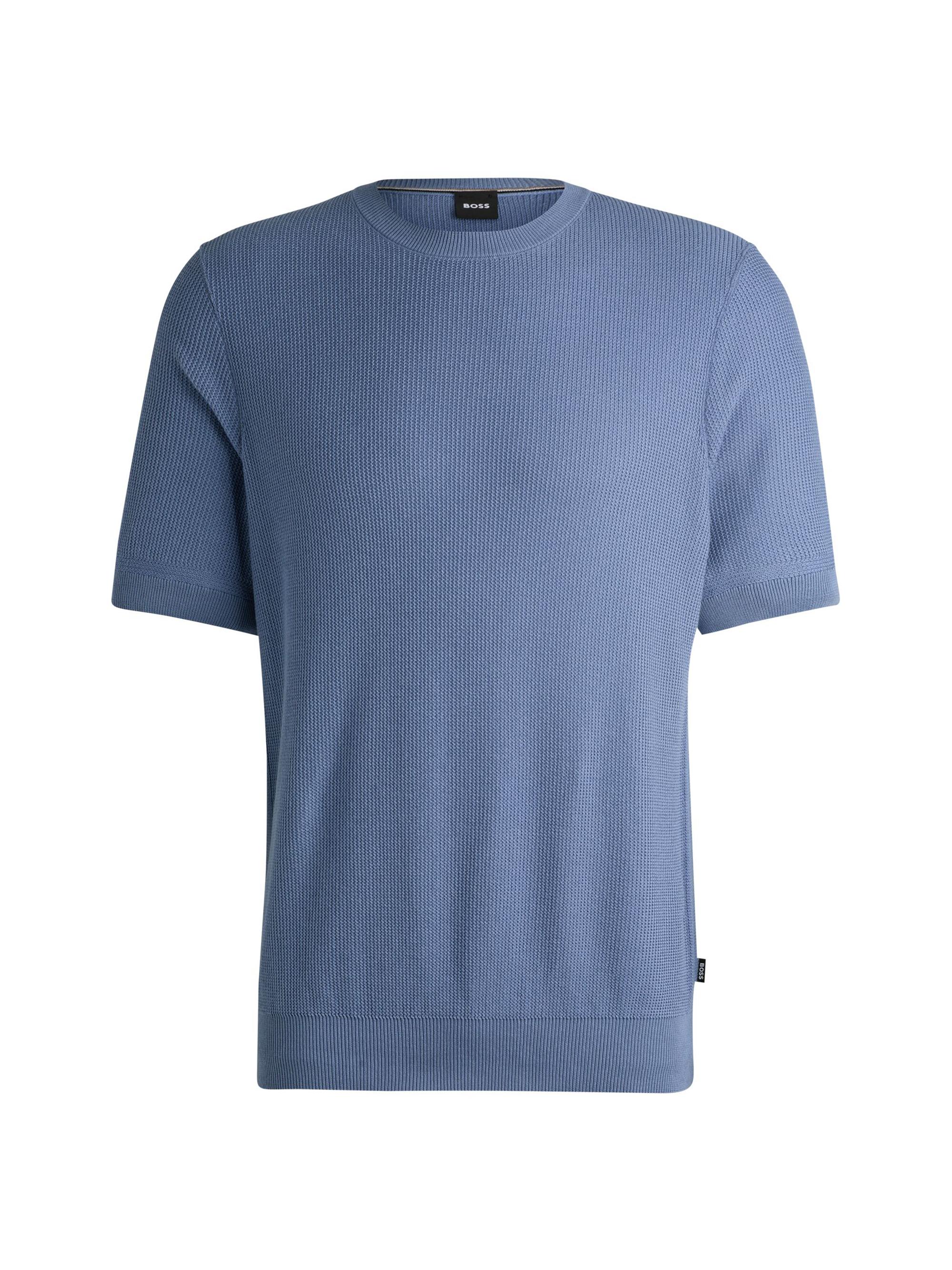 BOSS Men's Regular-Fit Sweater with Short Sleeves - Blue