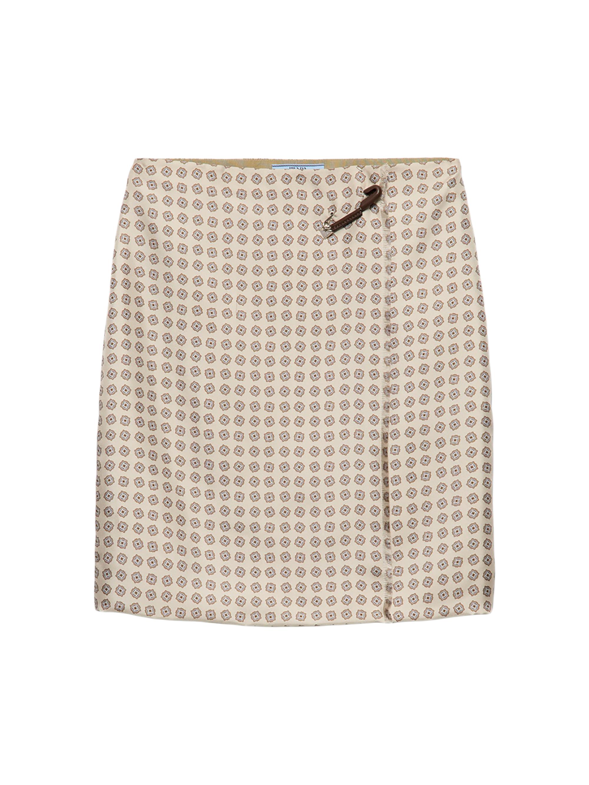 Prada Women's Printed Silk Twill Skirt - Beige Khaki