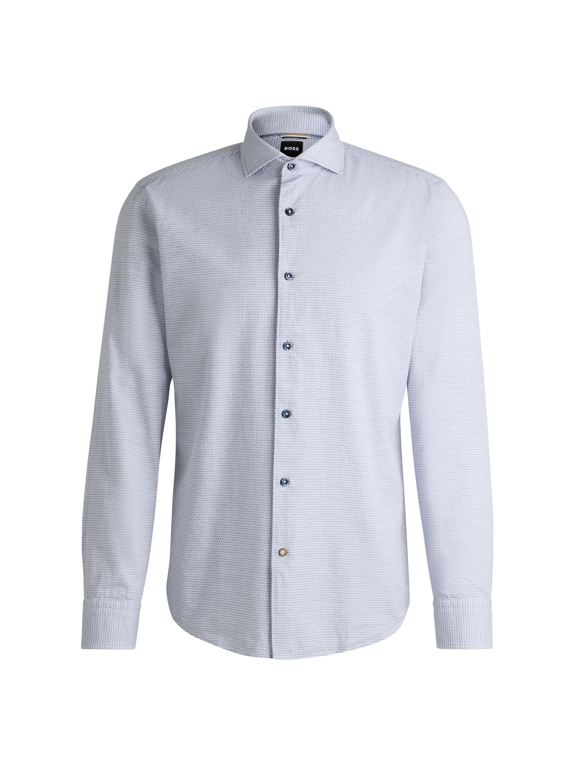 BOSS Men's Casual-Fit Shirt in Structured Cotton - Blue
