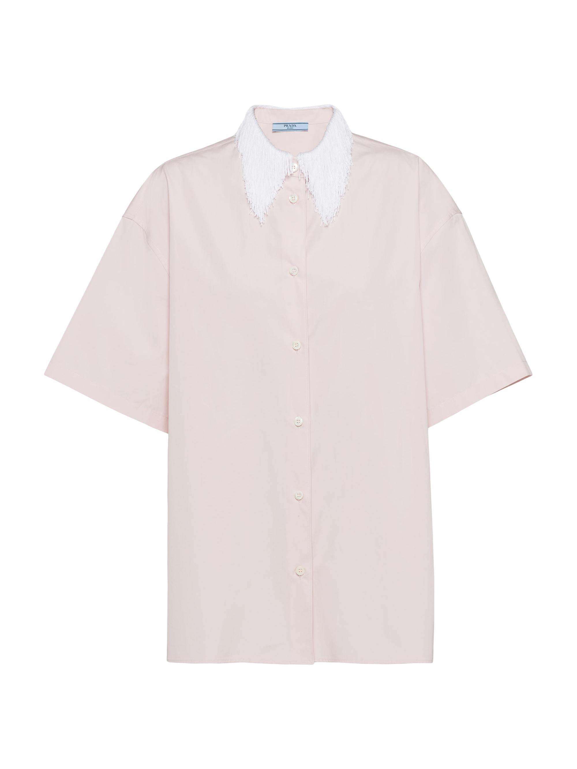 Prada Women's Poplin Shirt with Fringed Collar - Pink