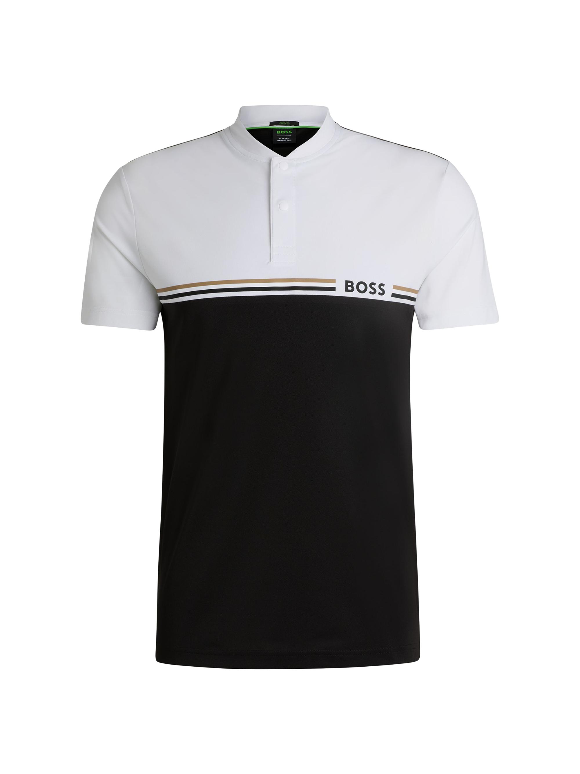 BOSS Men's  x Matteo Berrettini Slim-Fit Polo Shirt - Black White