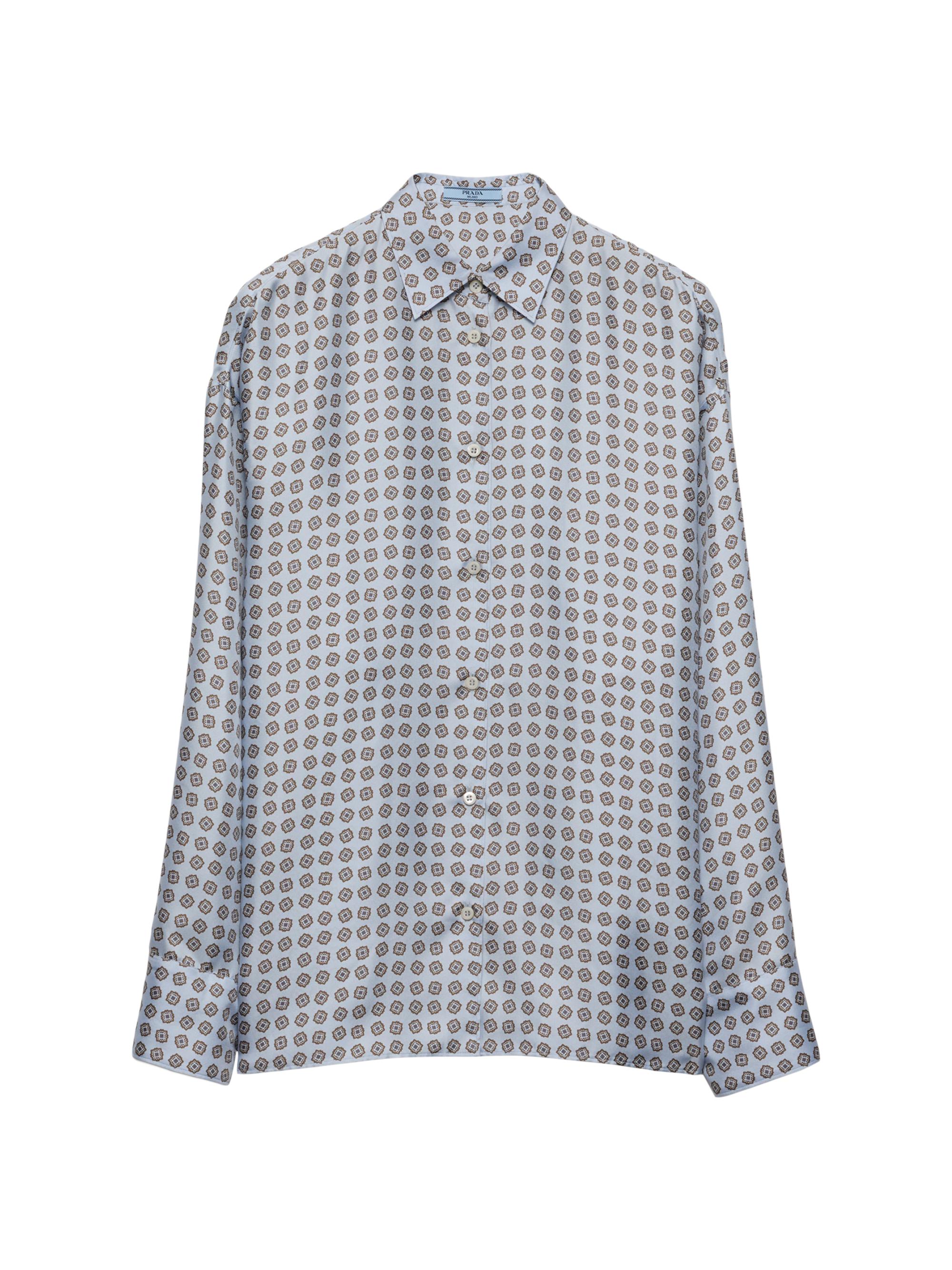 Prada Women's Printed Twill Shirt - Blue
