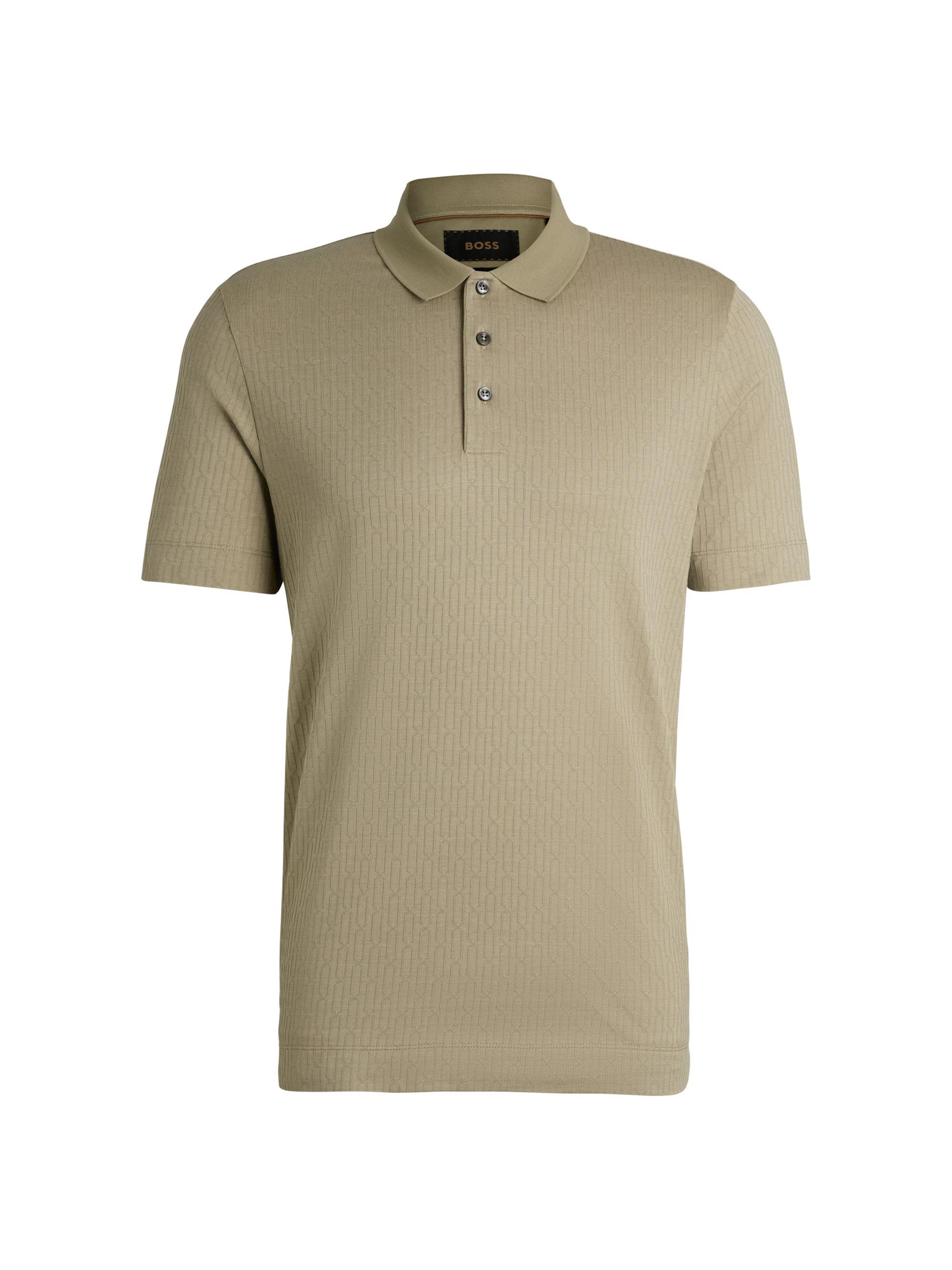 BOSS Men's Regular-Fit Polo Shirt in Quilted Cotton and Silk - Beige