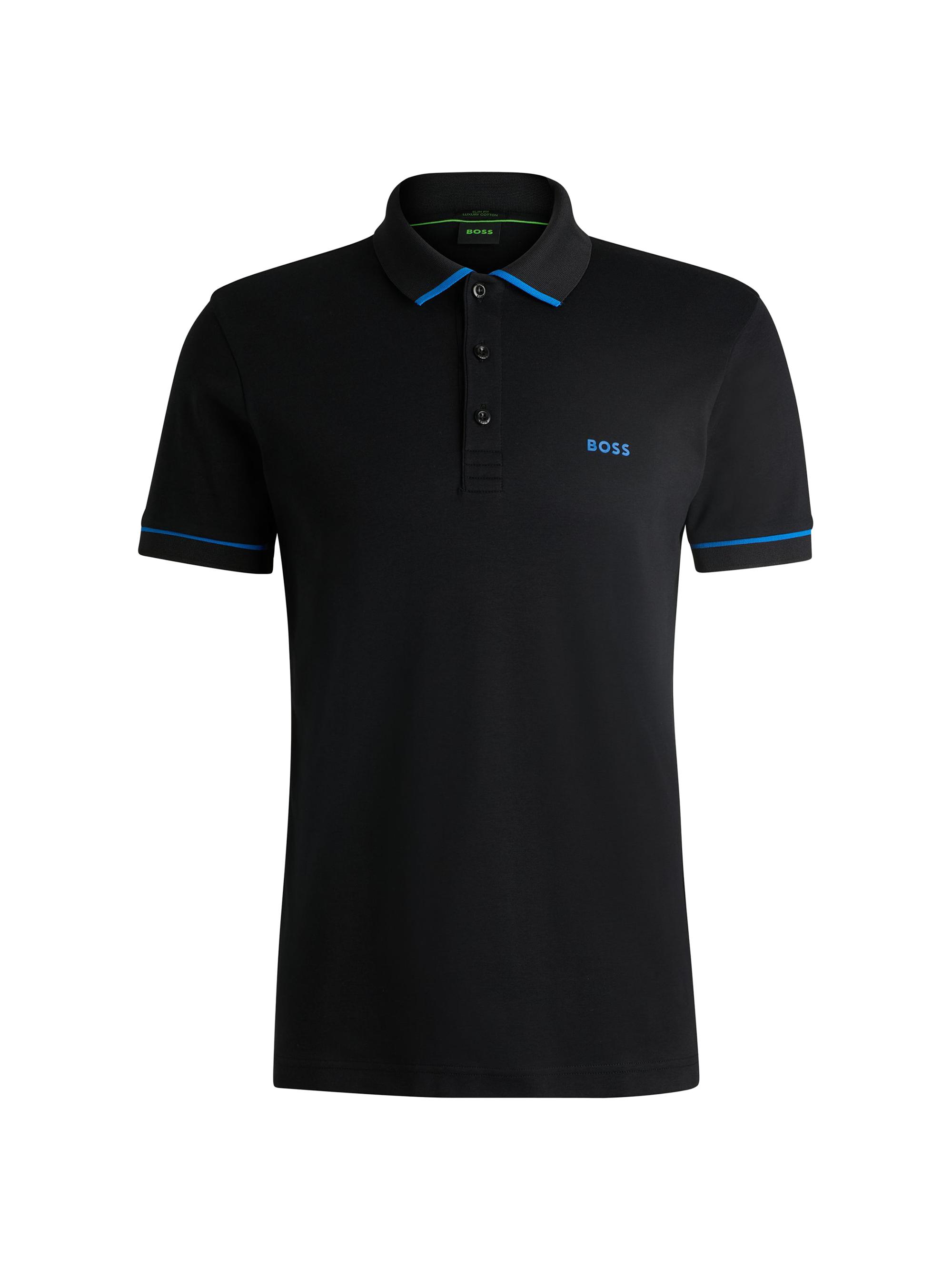 BOSS Men's Interlock-Cotton Slim-Fit Polo Shirt - Blue