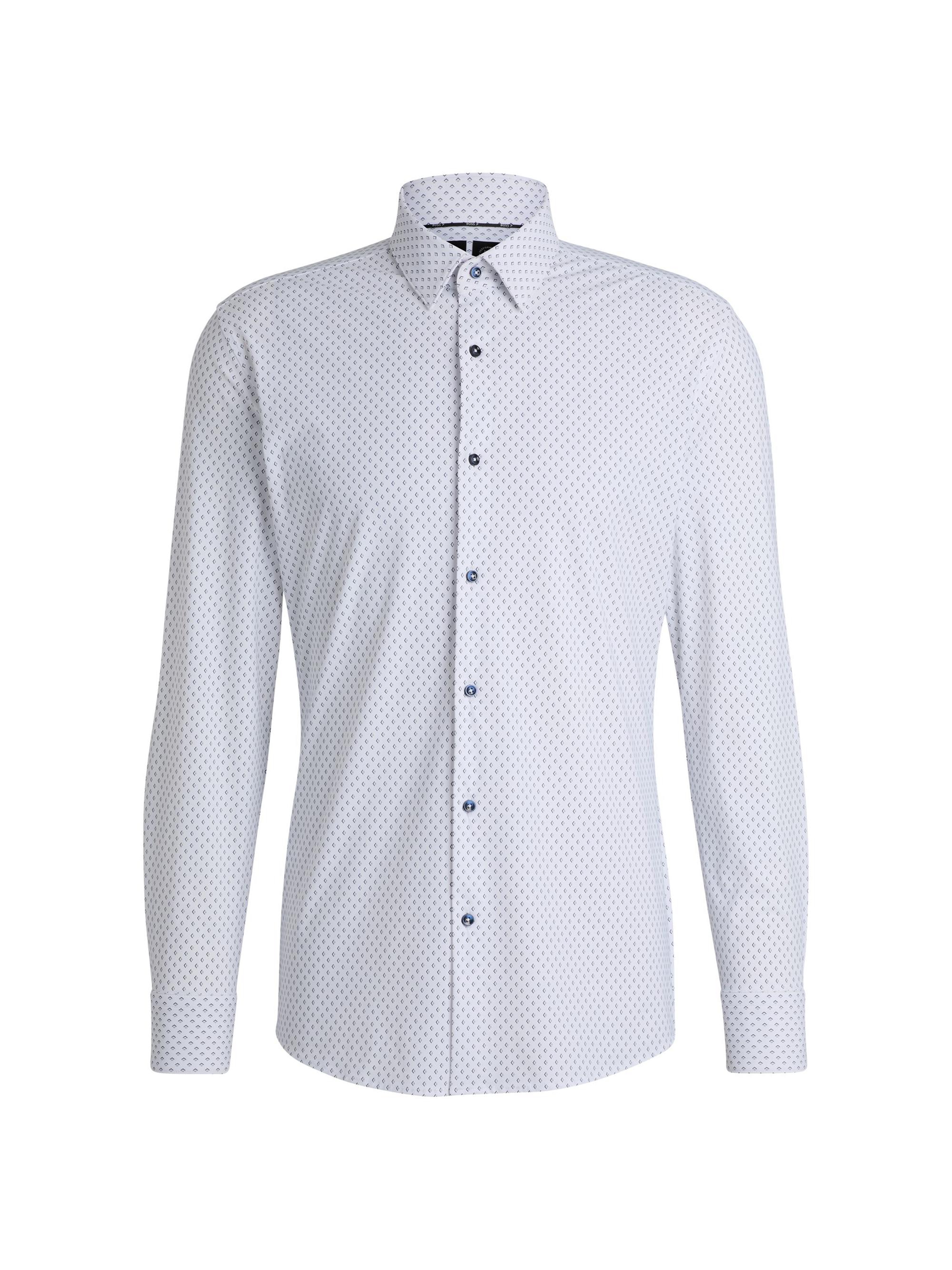 BOSS Men's Slim-Fit Shirt Performance-Stretch Material - White