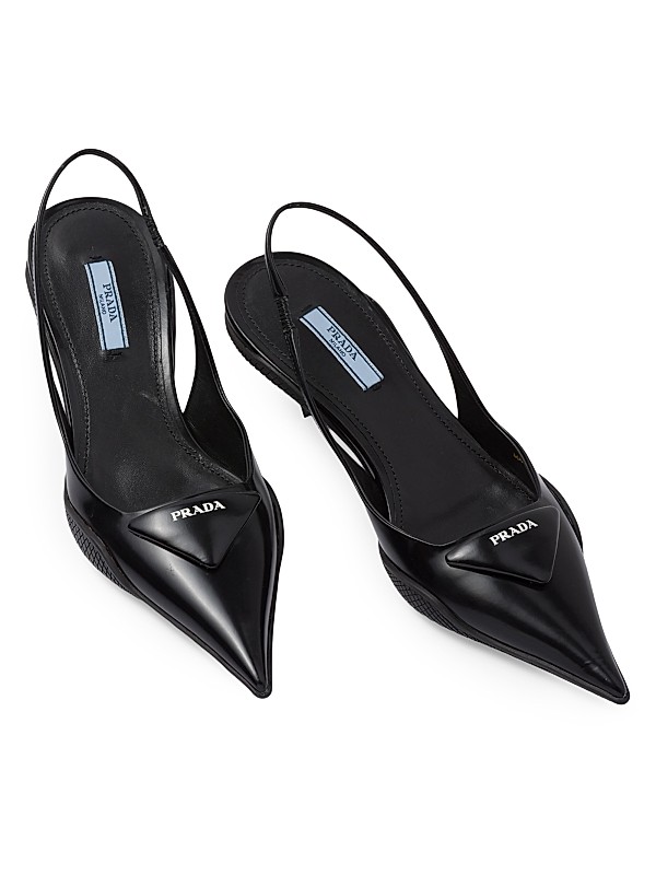 Shop Prada Brushed Leather Slingback Pumps | Saks Fifth Avenue Shop Prada Brushed Leather Slingback Pumps | Saks Fifth Avenue
