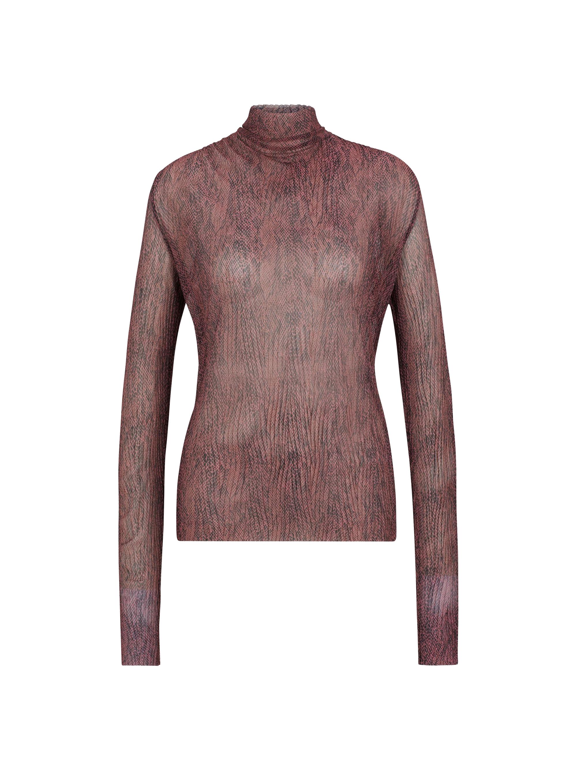 BOSS Women's High-Neck Top in Plissé Tulle - Patterned