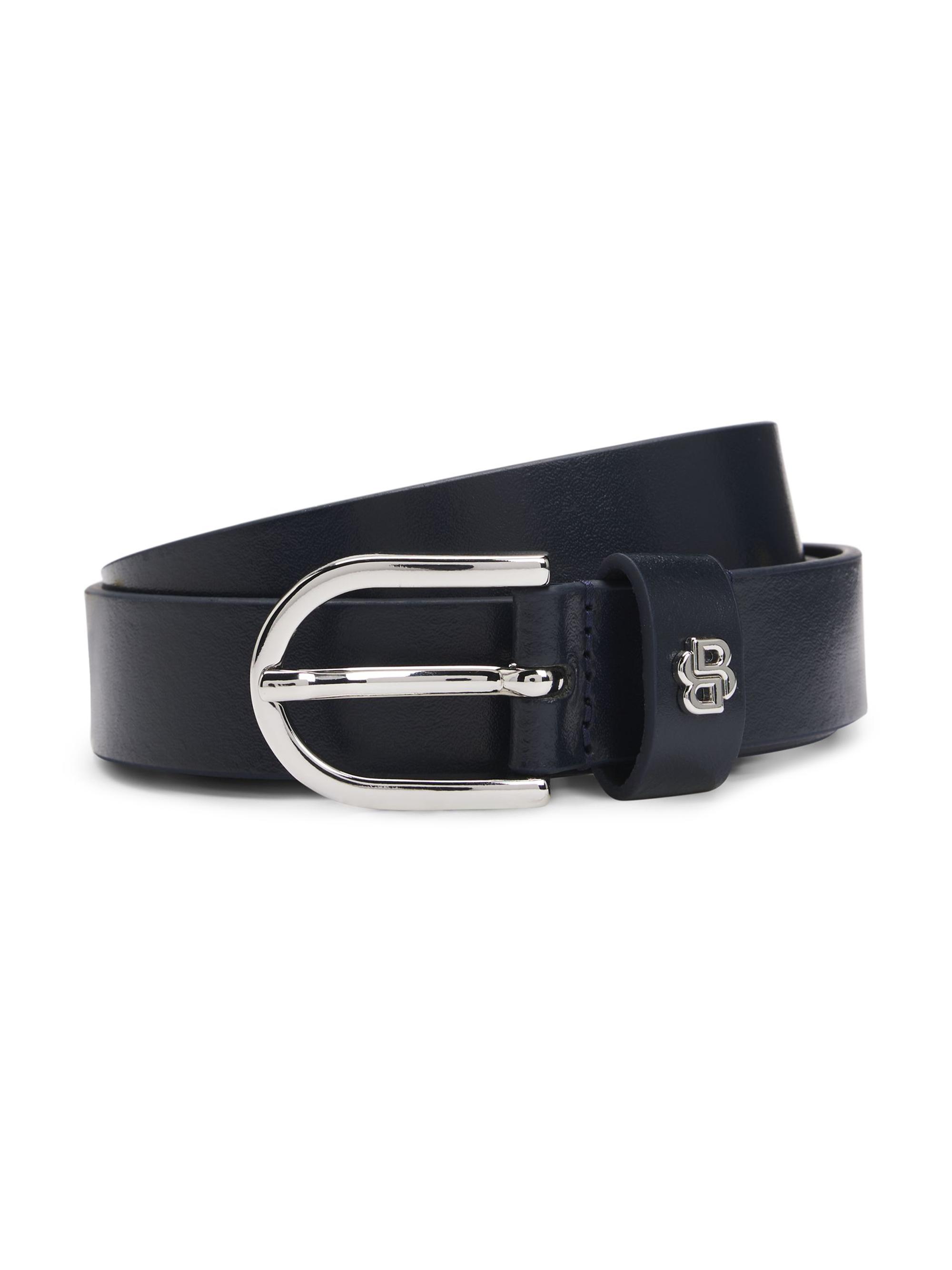 BOSS Women's Italian Leather Belt with Double B Monogram - Blue