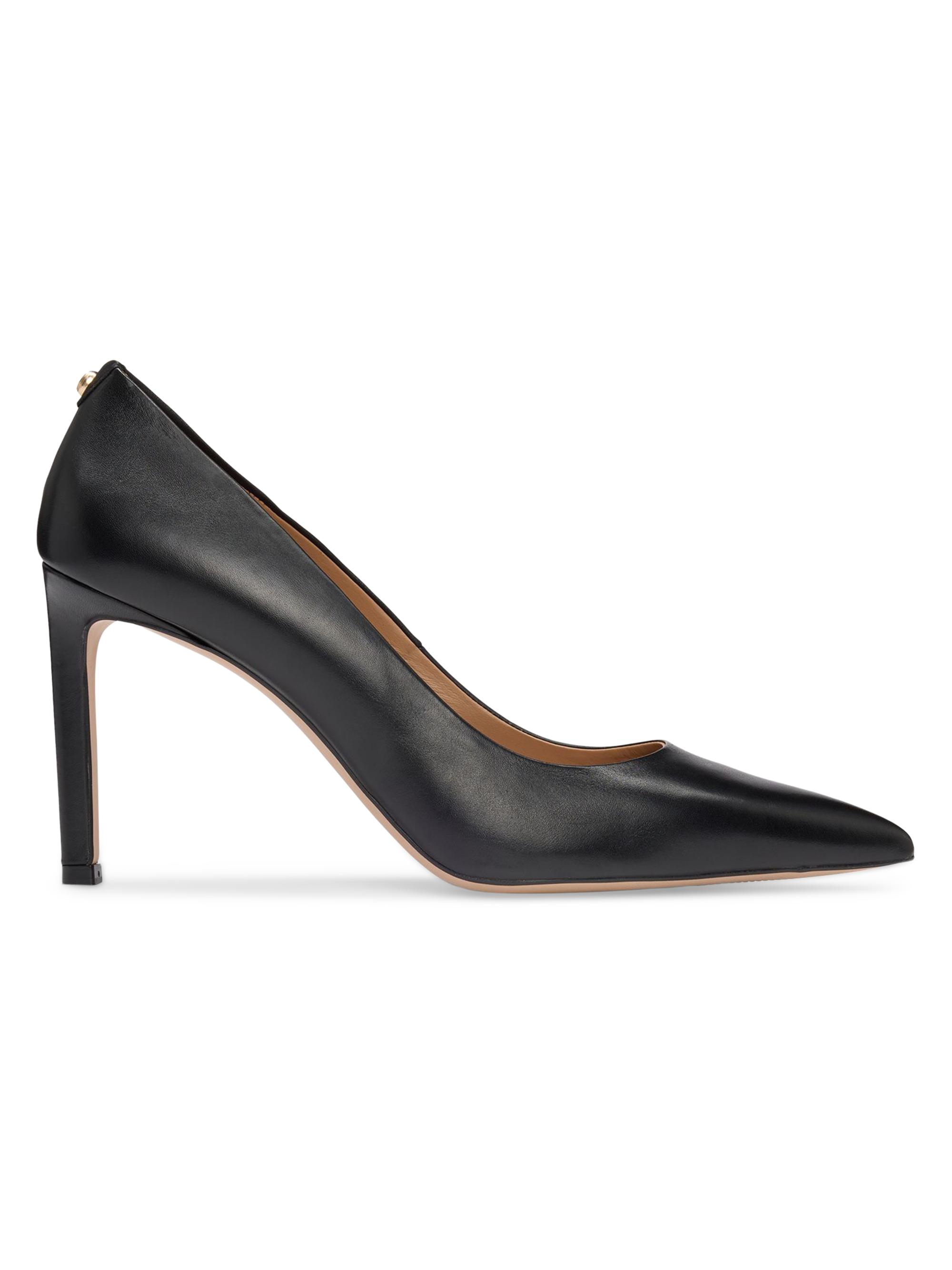 BOSS Women's High Heeled Pumps in Leather with Pointed Toe - Black