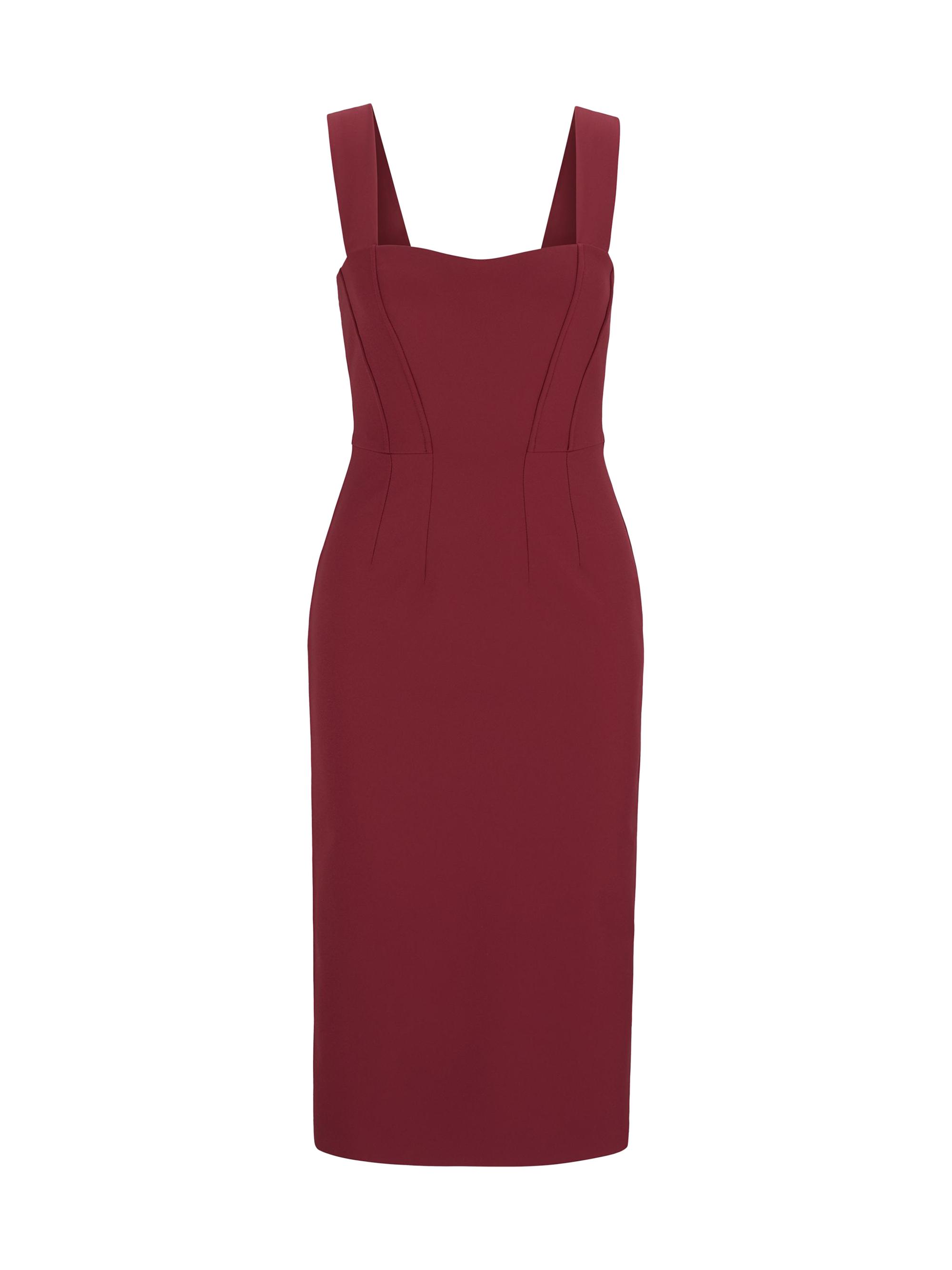 BOSS Women's Extra Slim Fit Dress in Performance Stretch Fabric - Dark Red