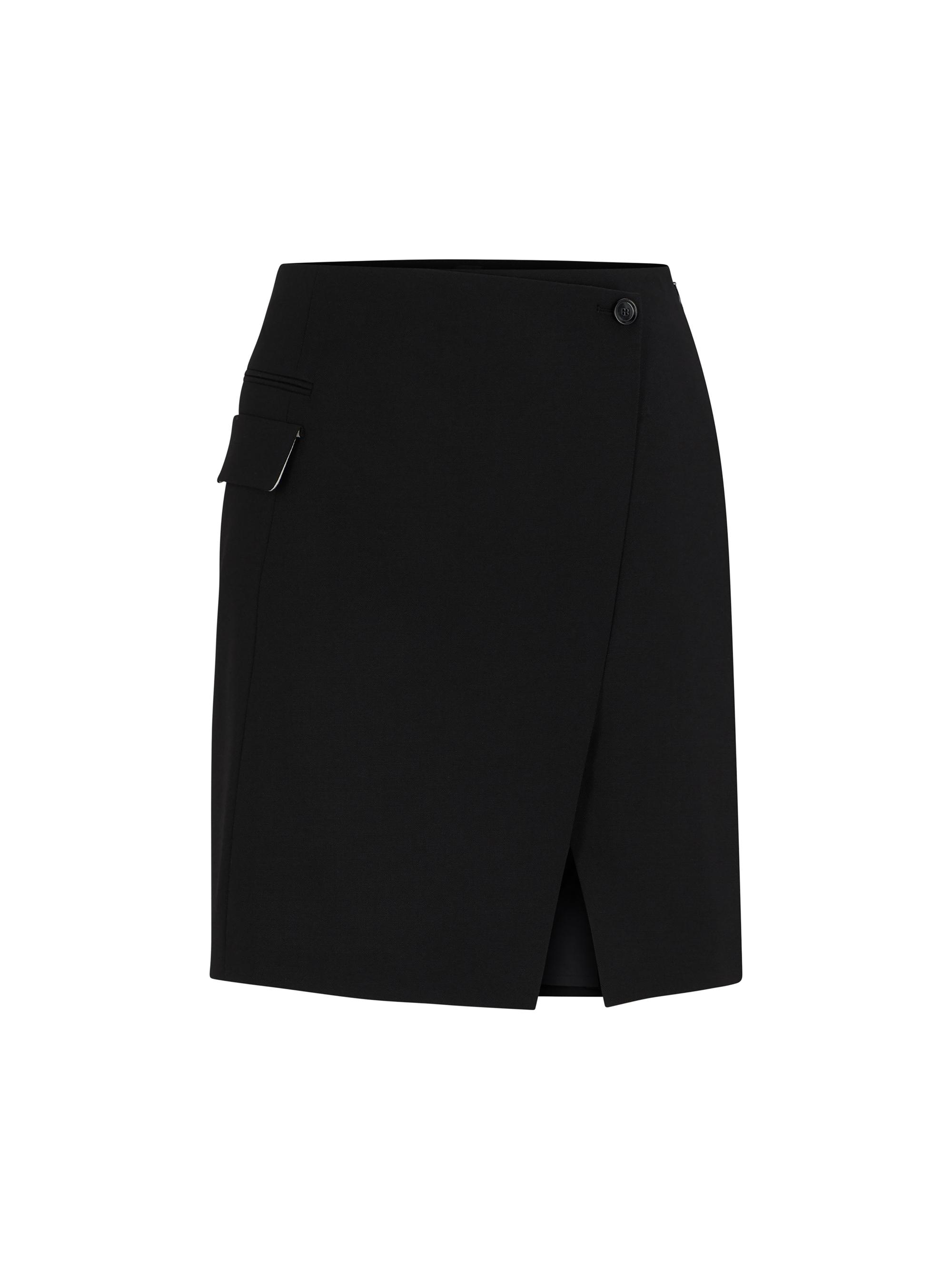 BOSS Women's Wrap Front Skirt in Virgin Wool - Black