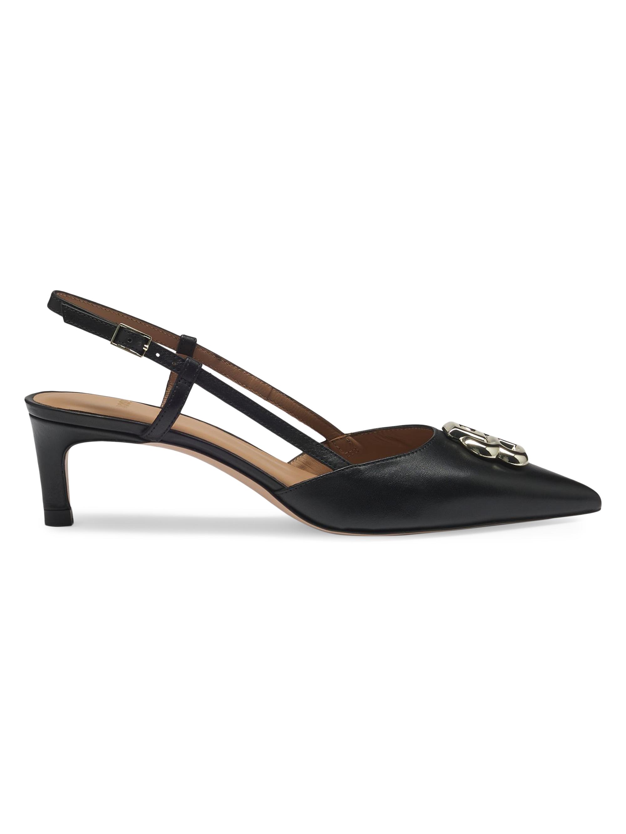 BOSS Women's Slingback Pumps in Nappa Leather with Double B Monogram - Black